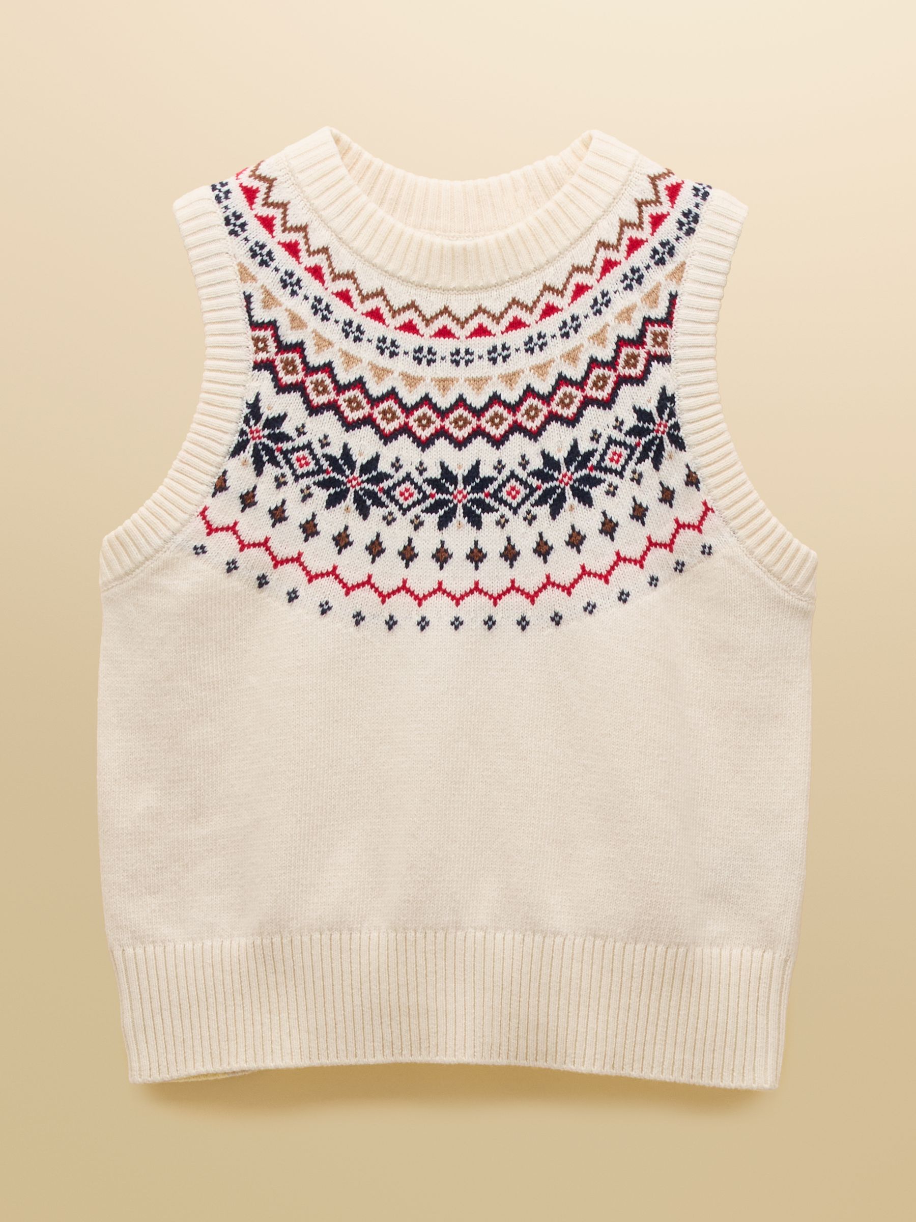 Alba Cream Fair Isle Cotton Rich Vest - Image 8 of 8