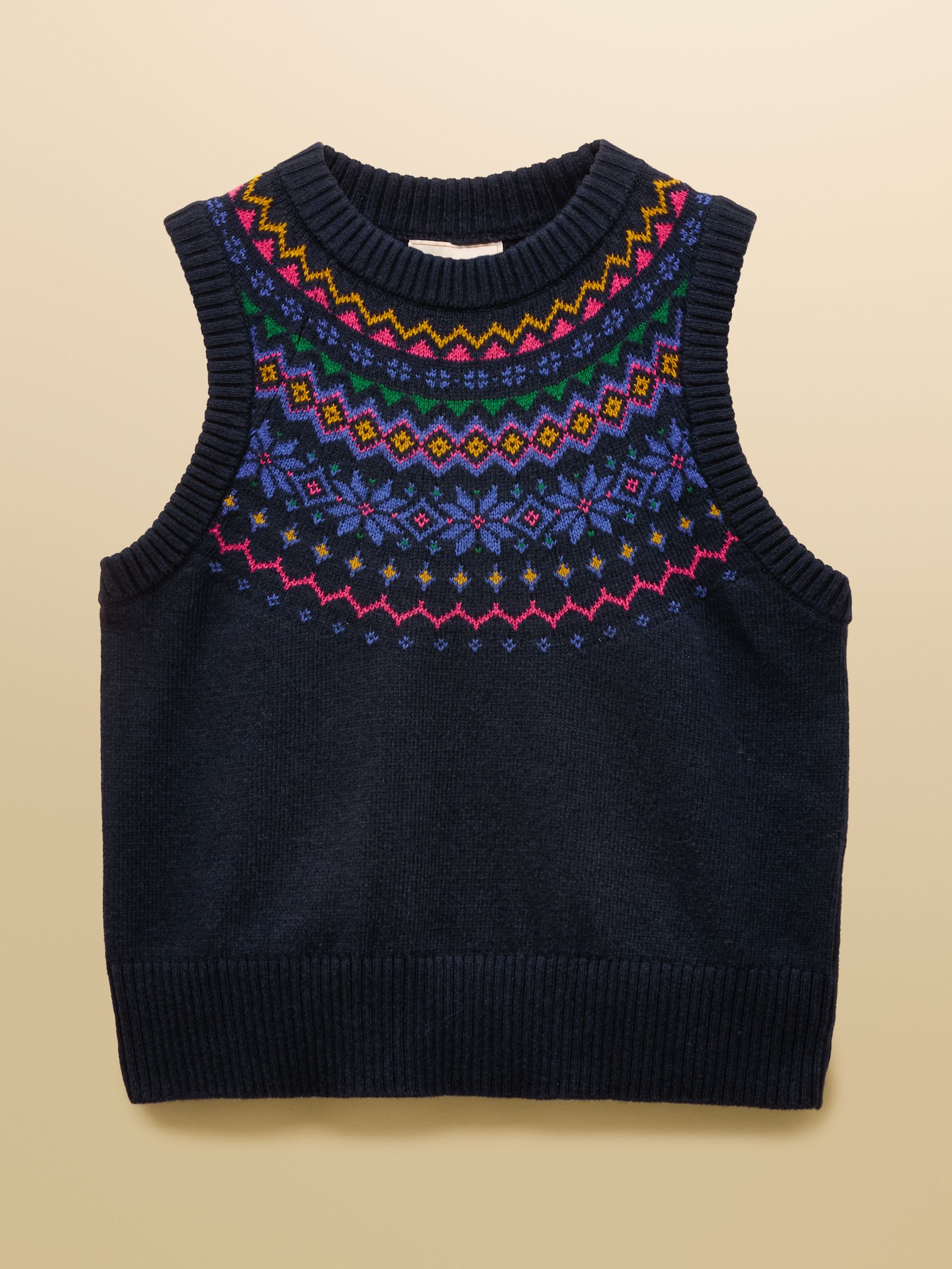 Alba Navy Fair Isle Cotton Rich Vest - Image 7 of 7