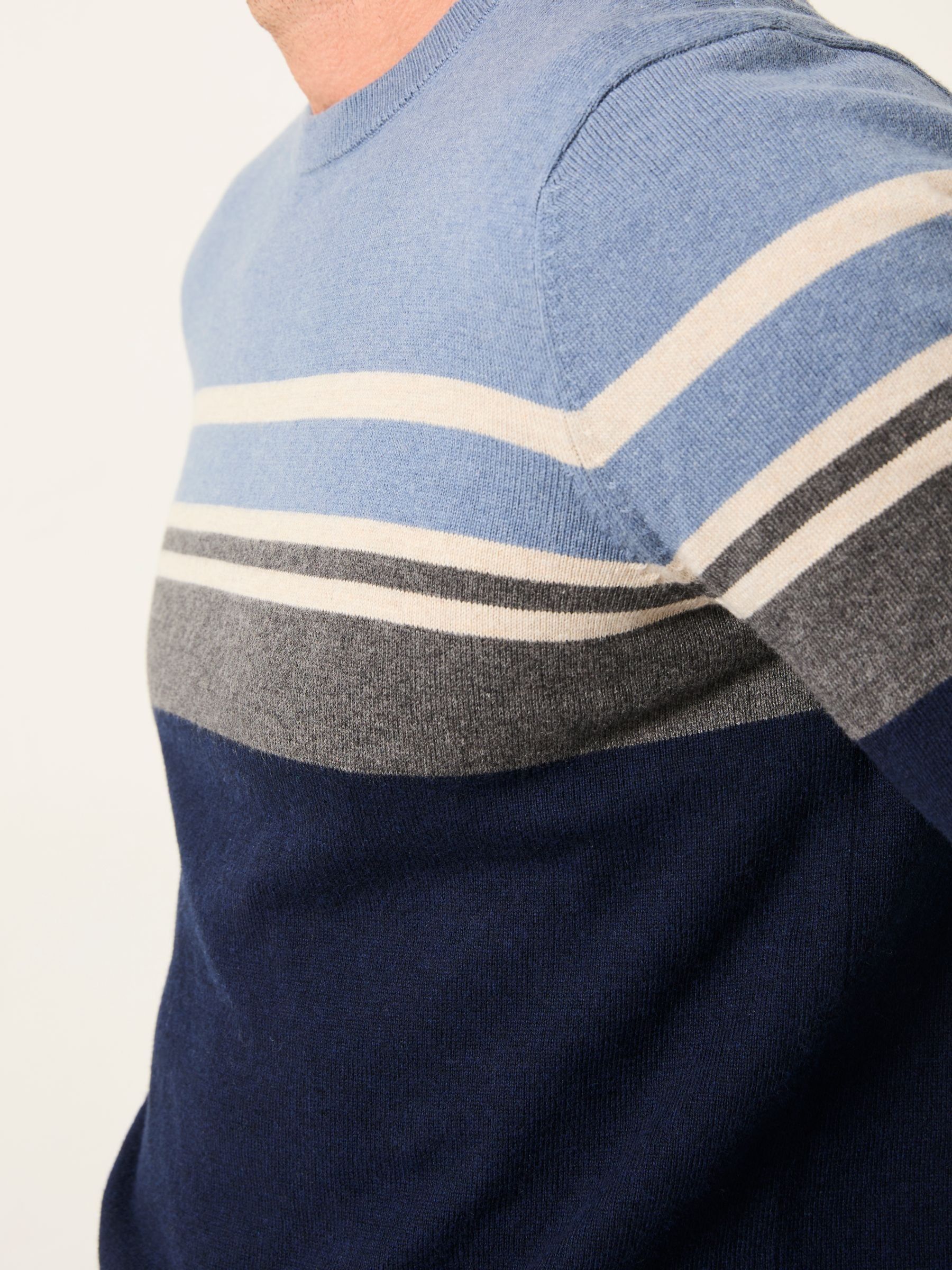 Rye Navy Stripe Crew Neck Knitted Jumper - Image 4 of 5