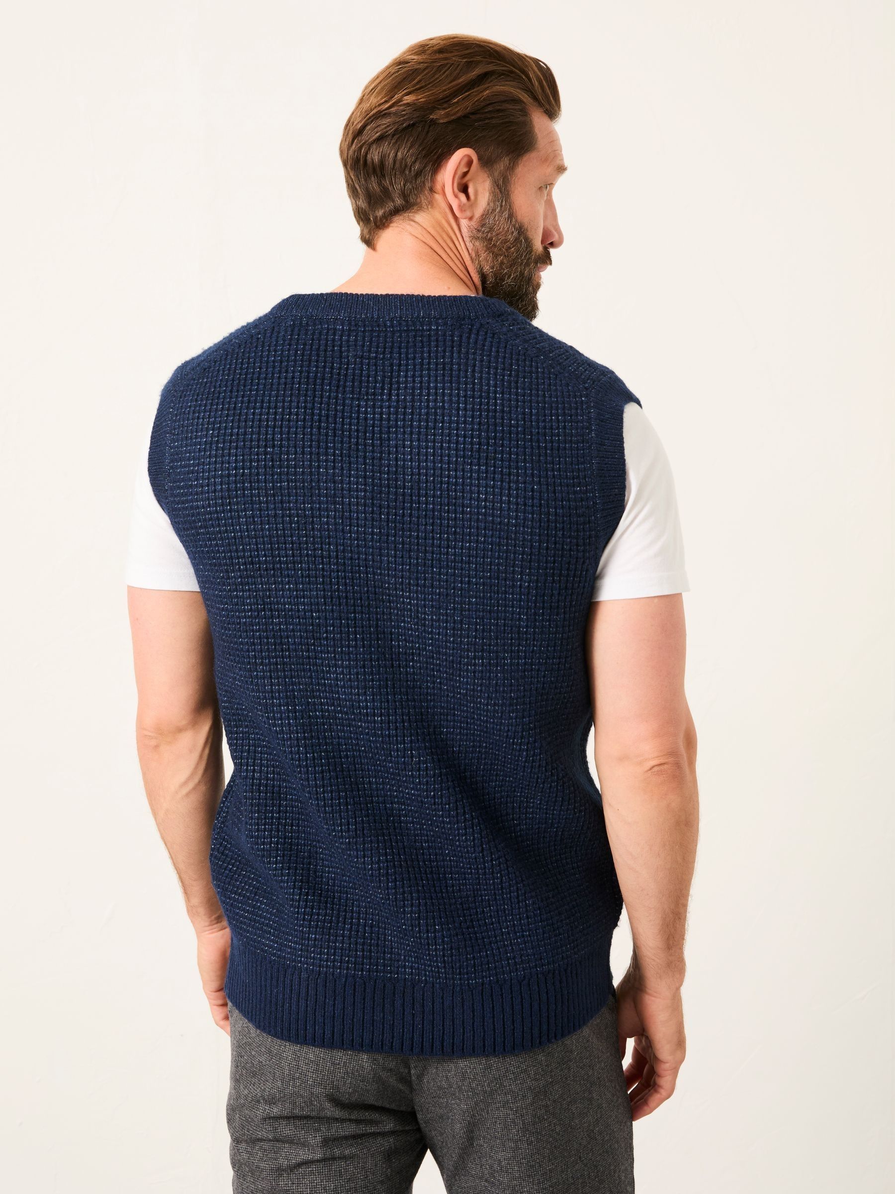 Calder Navy V-Neck Knitted Tank | FatFace