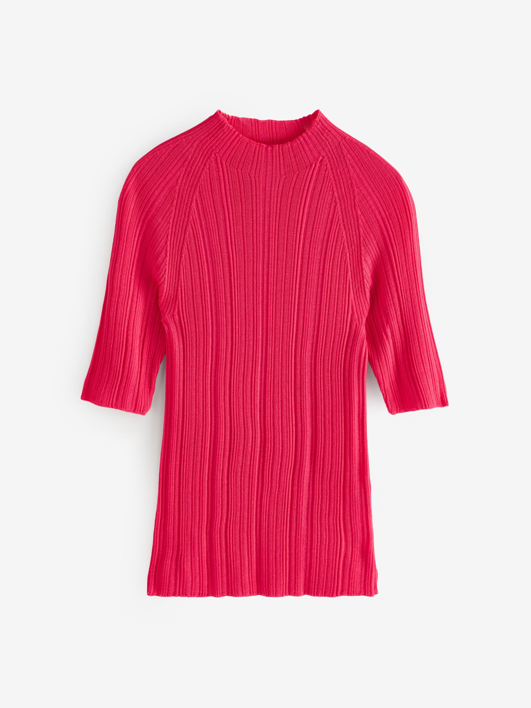 Banana Republic Pink Ribbed Merino Mock-Neck Elbow-Sleeve Jumper - Image 2 of 5