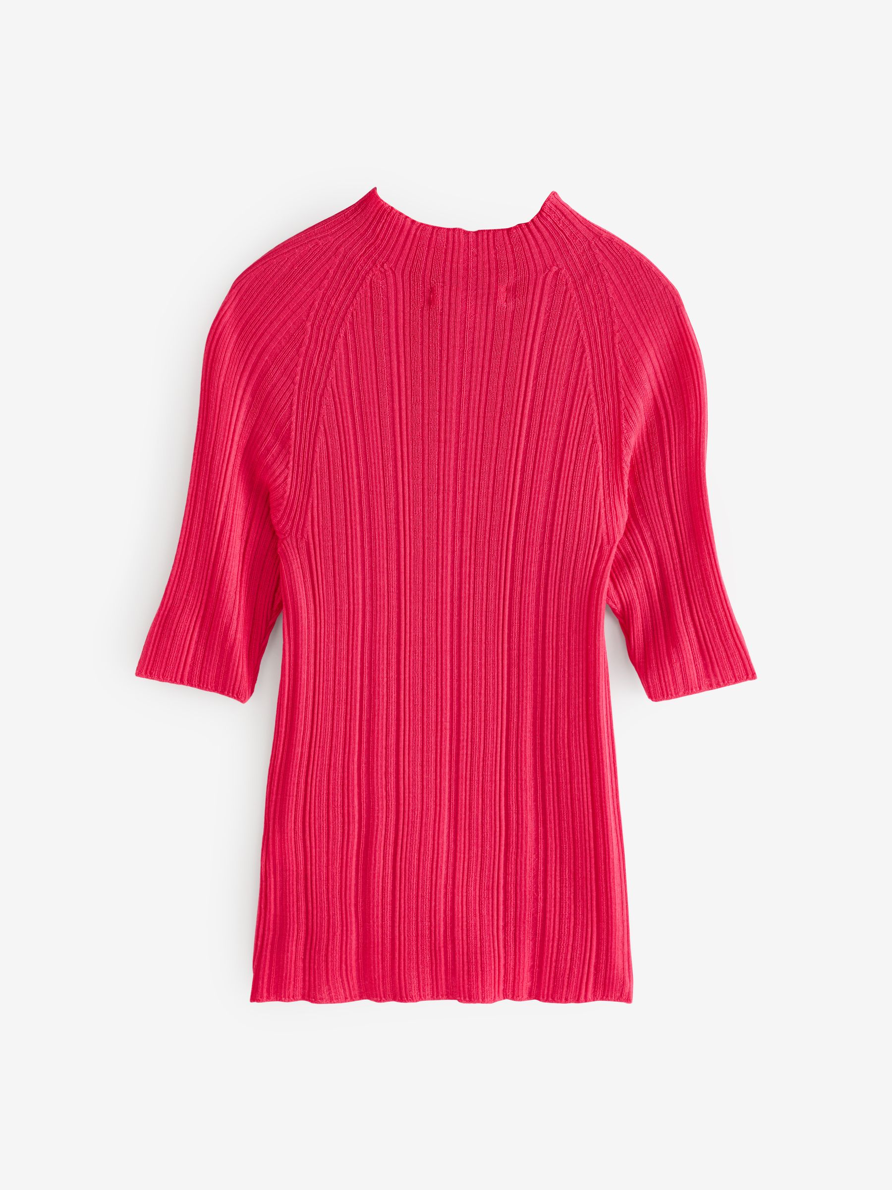 Banana Republic Pink Ribbed Merino Mock-Neck Elbow-Sleeve Jumper - Image 3 of 5