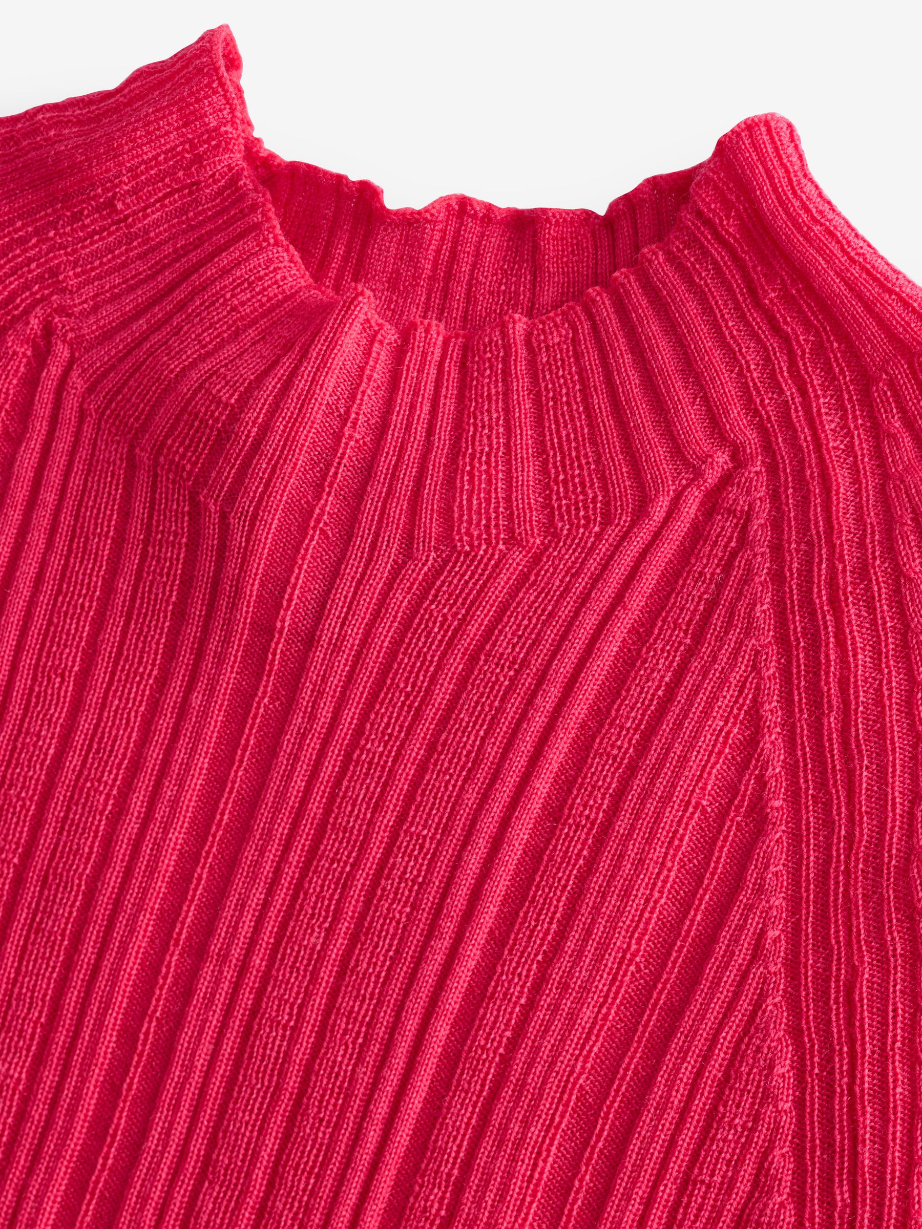 Banana Republic Pink Ribbed Merino Mock-Neck Elbow-Sleeve Jumper - Image 4 of 5