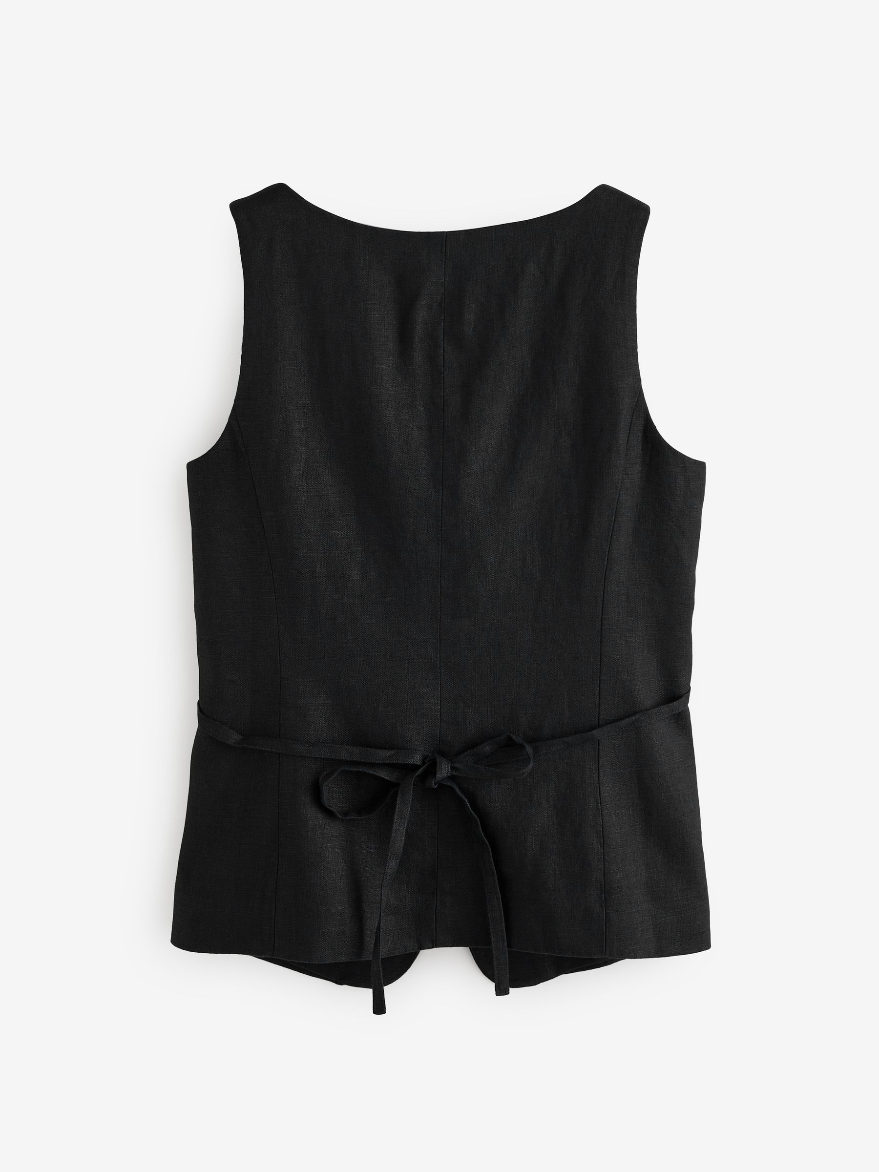 Banana Republic Black 100% Linen Square-Neck Longline Waistcoat - Image 6 of 8