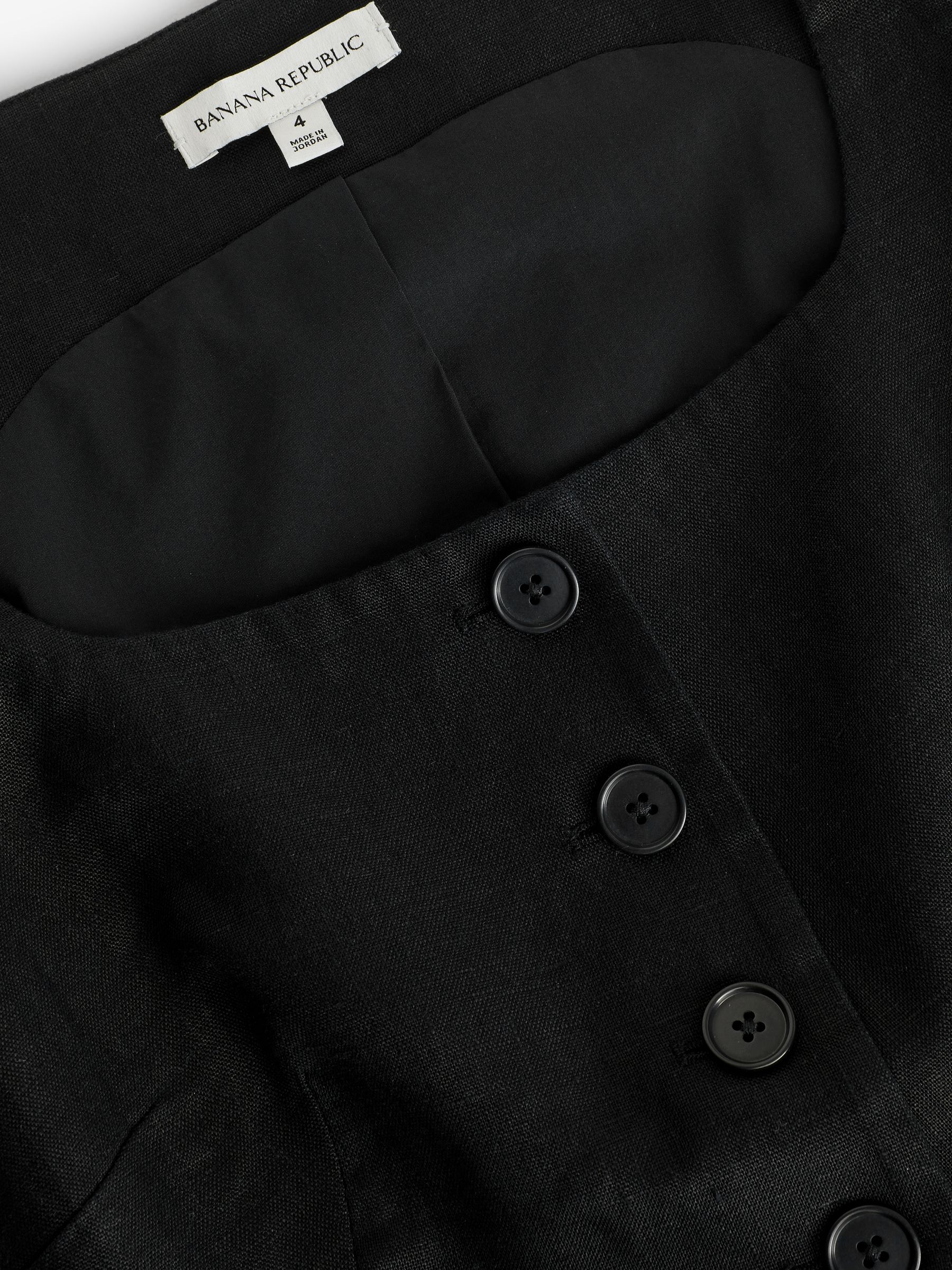 Banana Republic Black 100% Linen Square-Neck Longline Waistcoat - Image 7 of 8