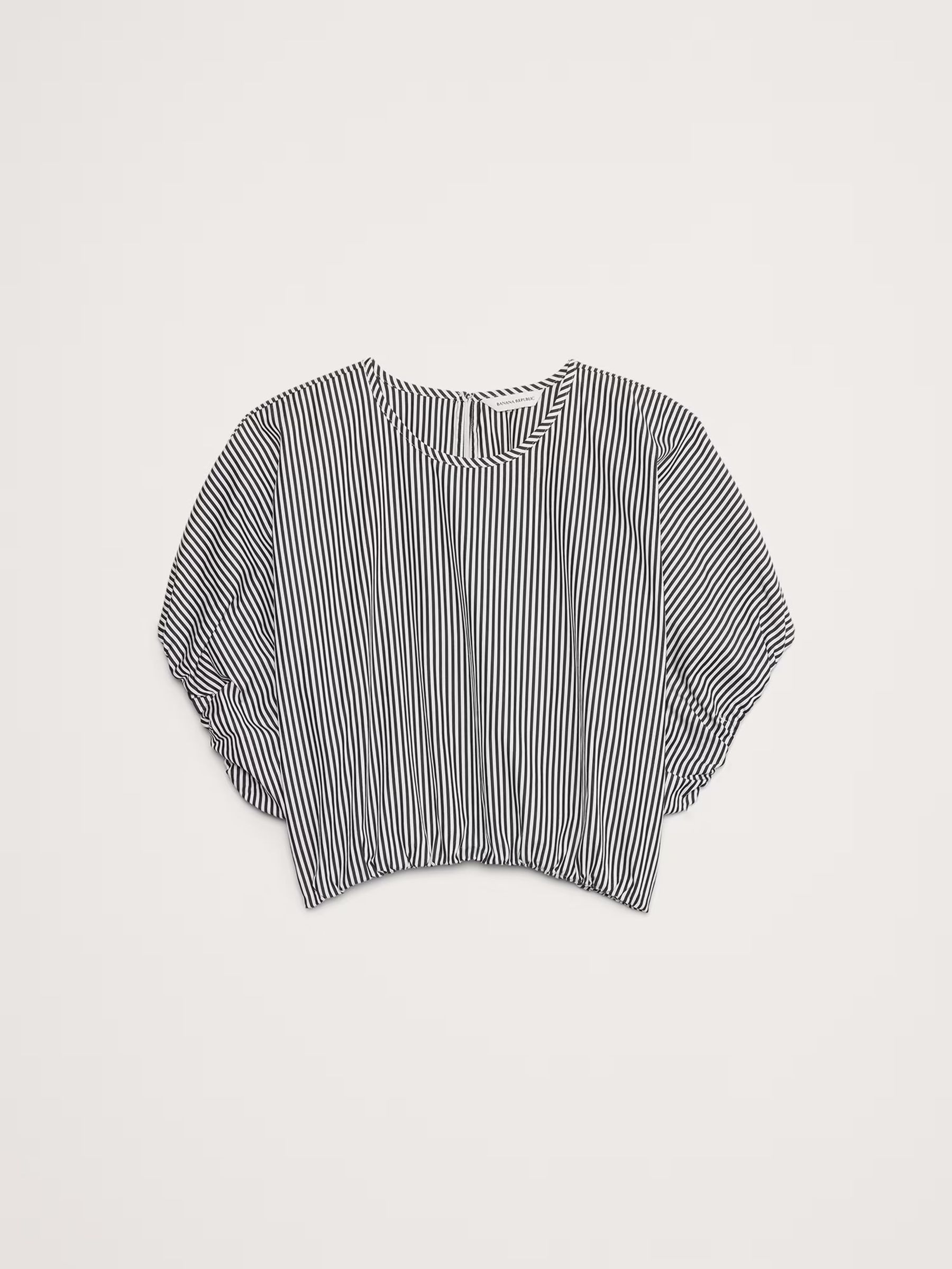 Banana Republic Blue Stripe Poplin Bubble-Hem Cropped Top - Image 2 of 2