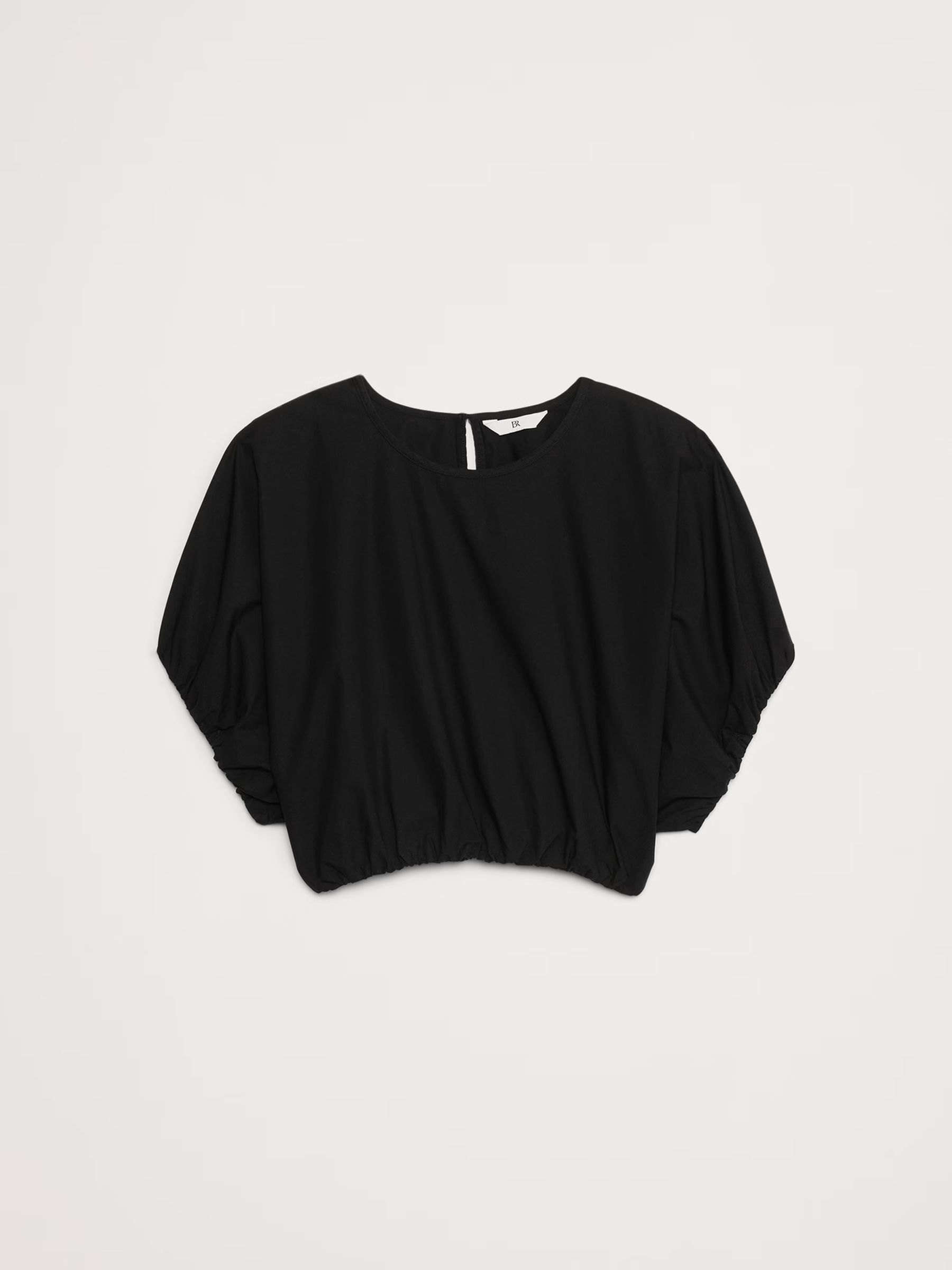 Banana Republic Black Poplin Bubble-Hem Cropped Top - Image 4 of 4