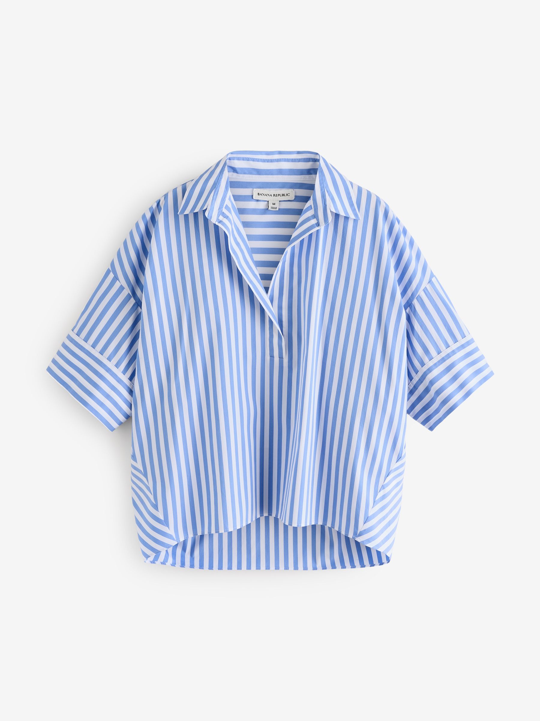 Banana Republic Blue Stripe The Oversized Popover Top - Image 4 of 7