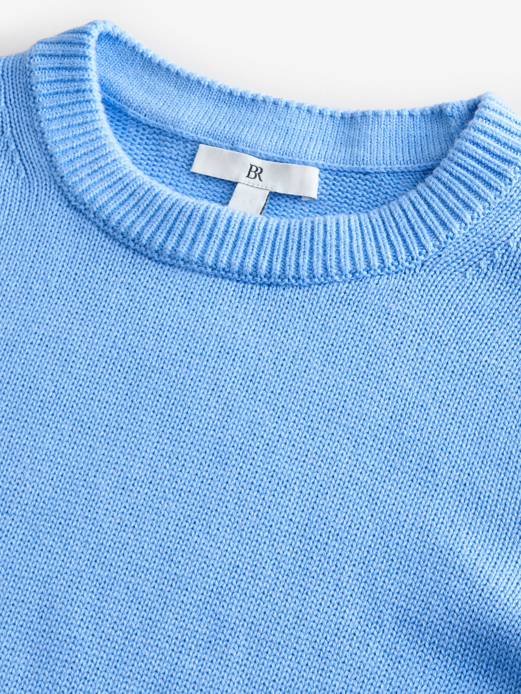 Banana Republic Blue Cotton-Silk Crew-Neck Jumper - Image 4 of 5
