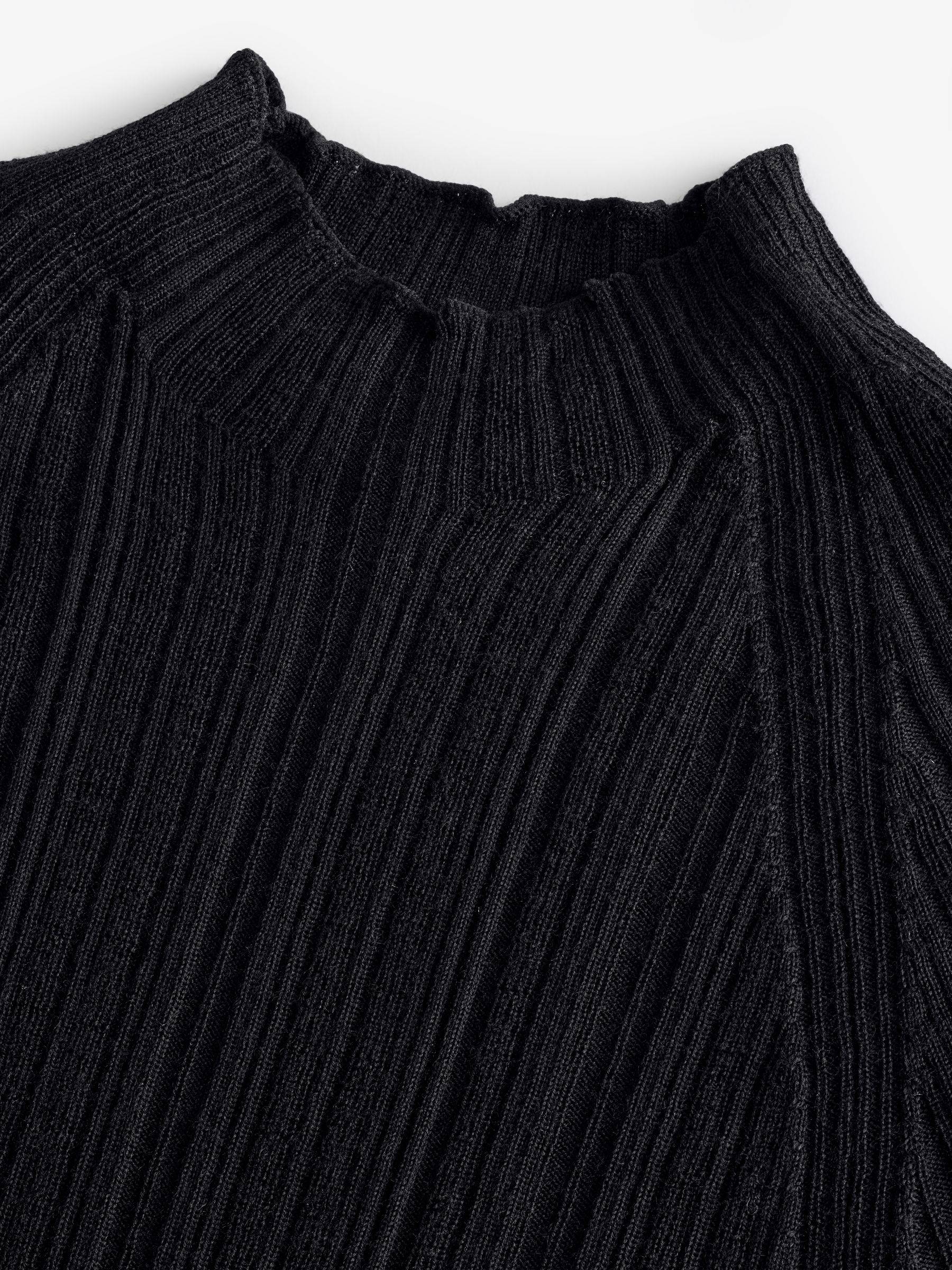 Banana Republic Black Ribbed Merino Mock-Neck Elbow-Sleeve Jumper - Image 3 of 4