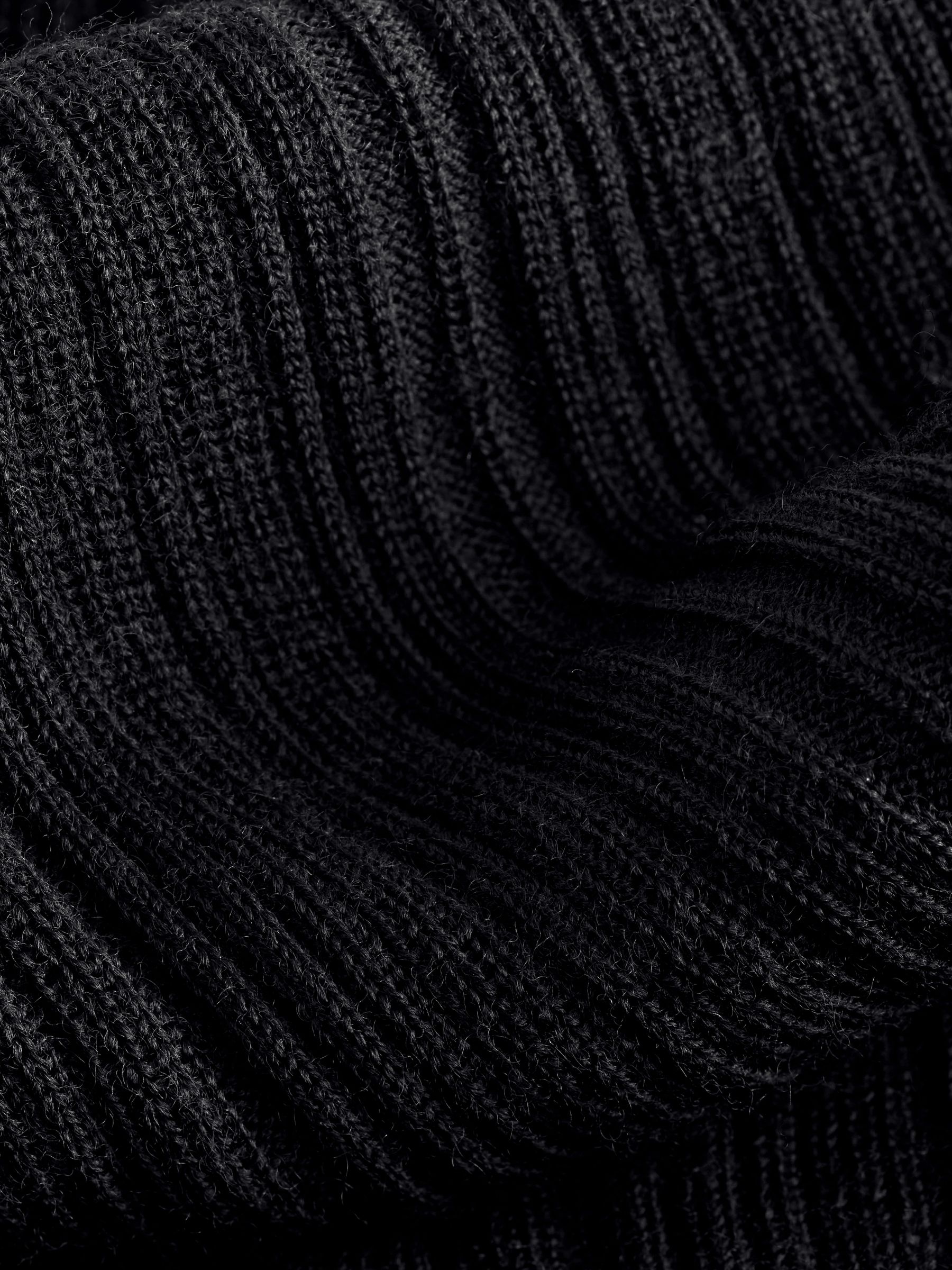 Banana Republic Black Ribbed Merino Mock-Neck Elbow-Sleeve Jumper - Image 4 of 4