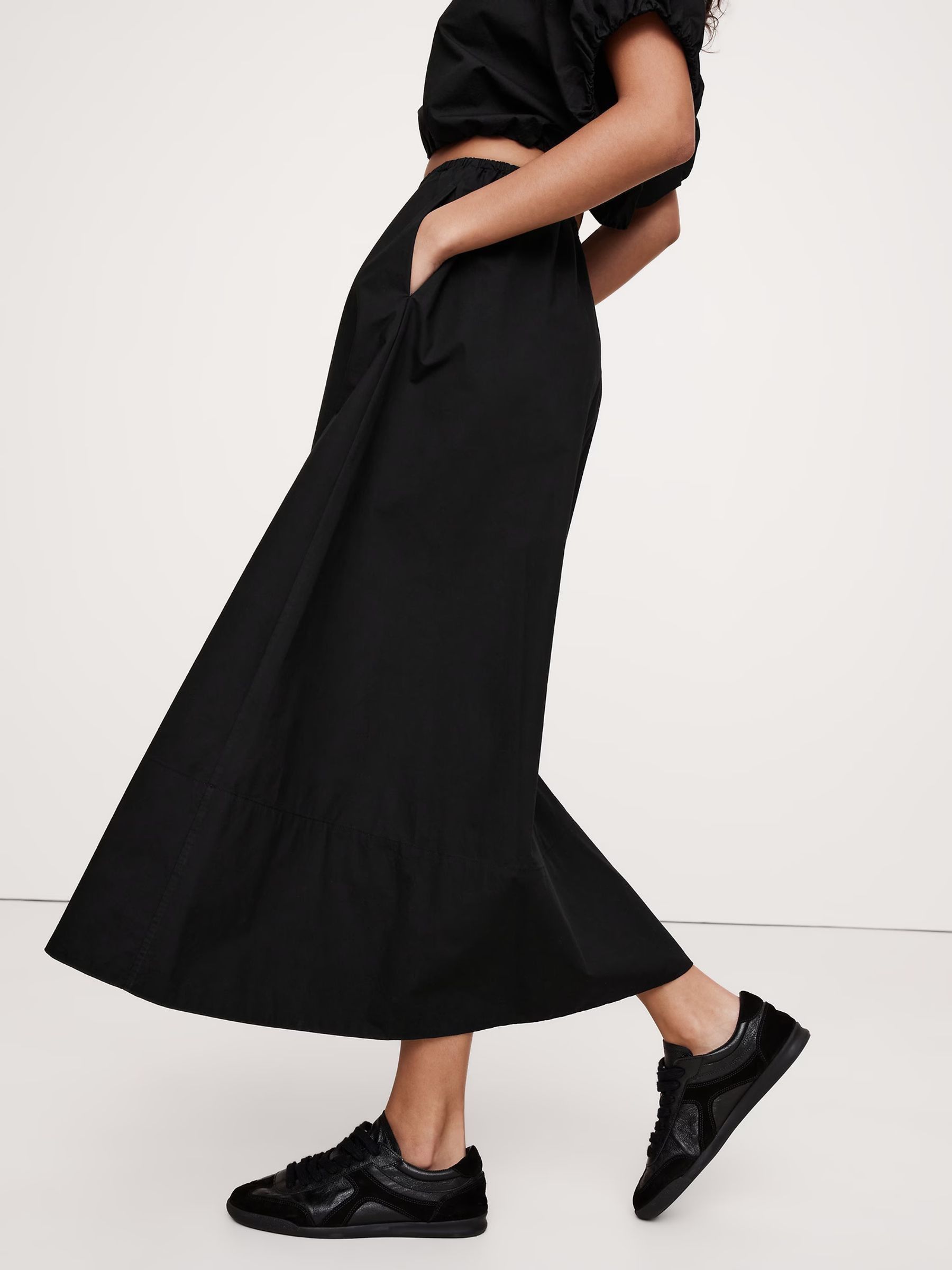 Banana Republic Black Poplin Maxi Skirt - Image 3 of 5