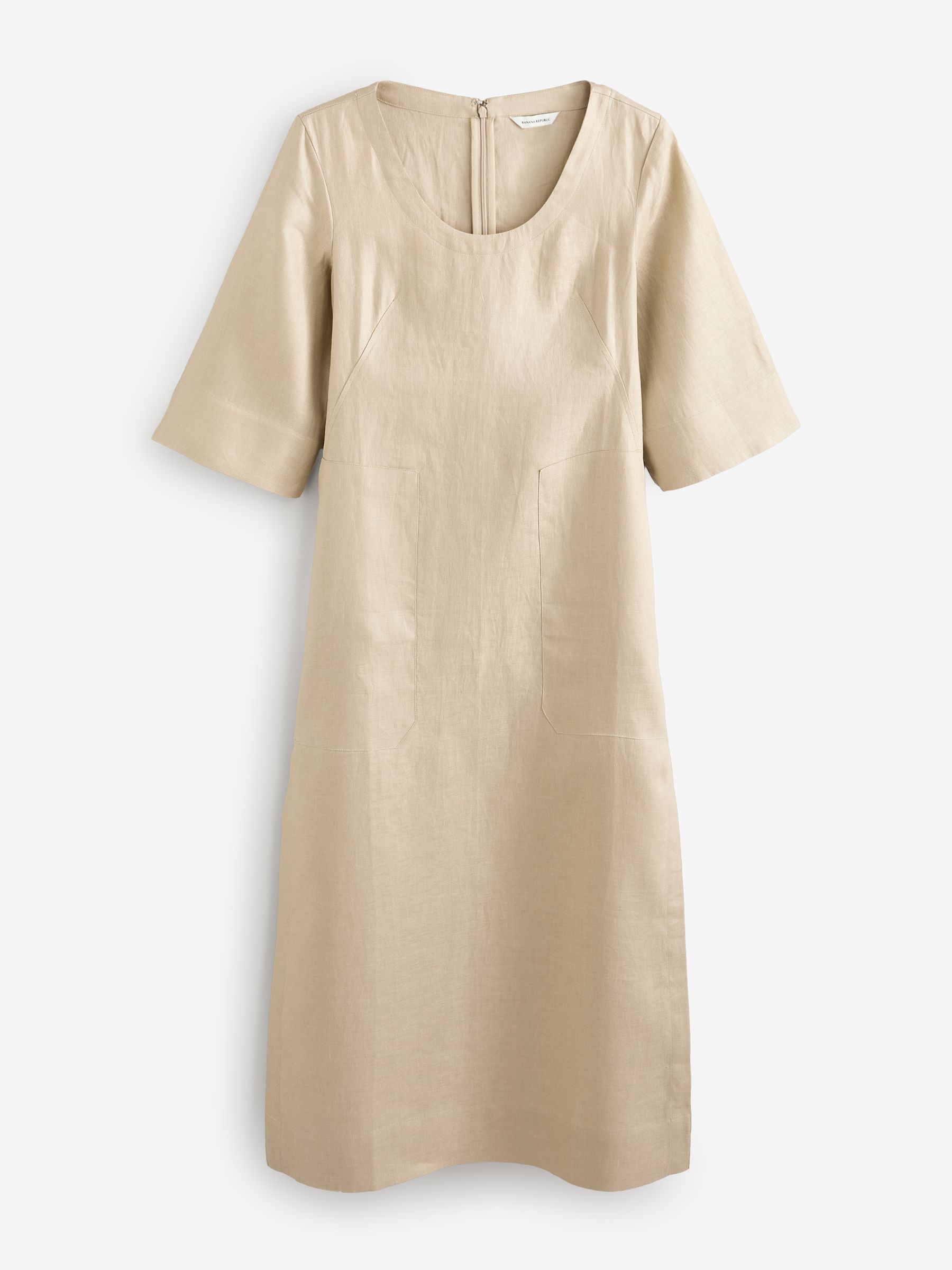 Banana Republic Beige 100% Linen Short Sleeve Dress - Image 1 of 4