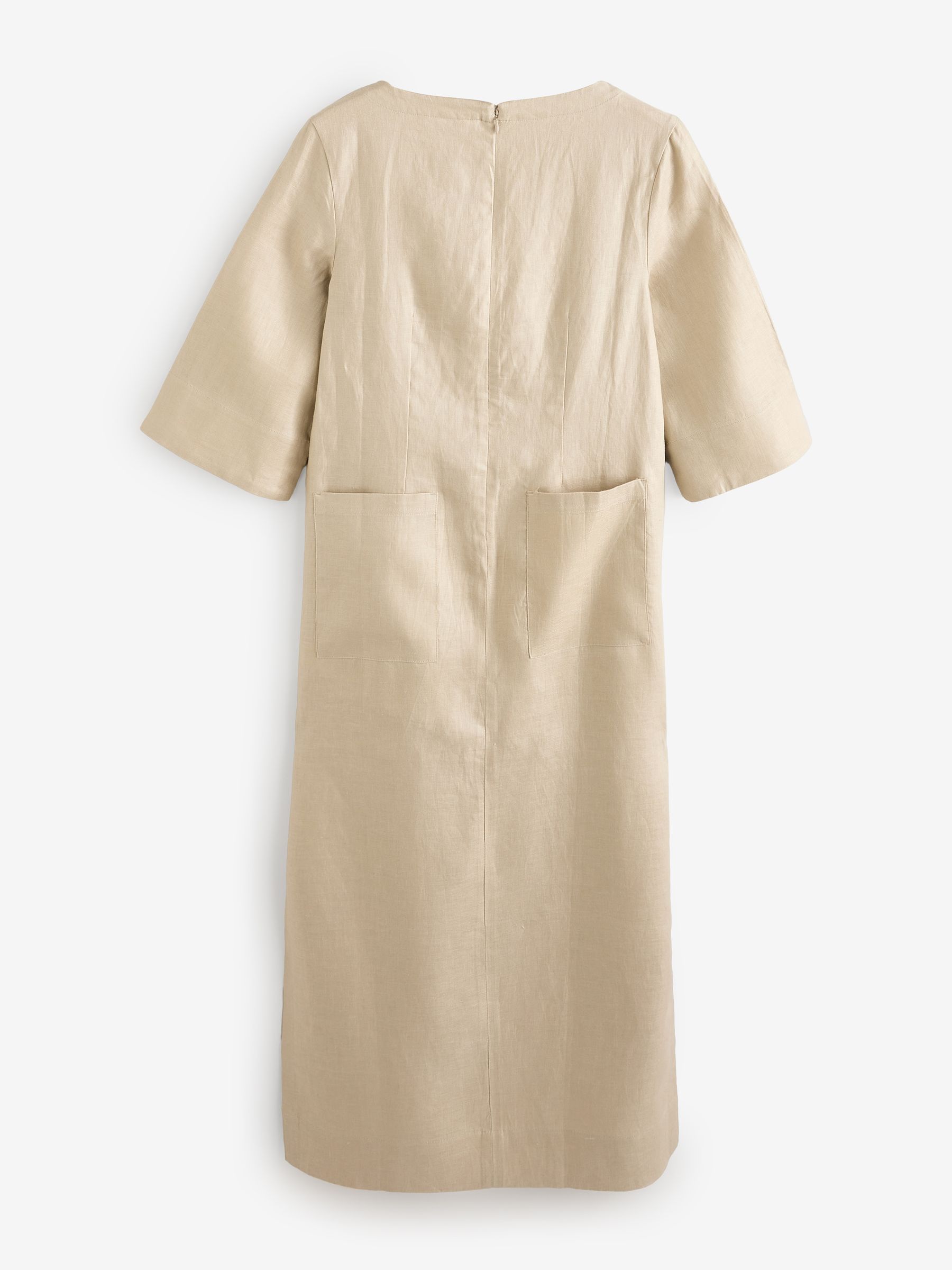 Banana Republic Beige 100% Linen Short Sleeve Dress - Image 2 of 4