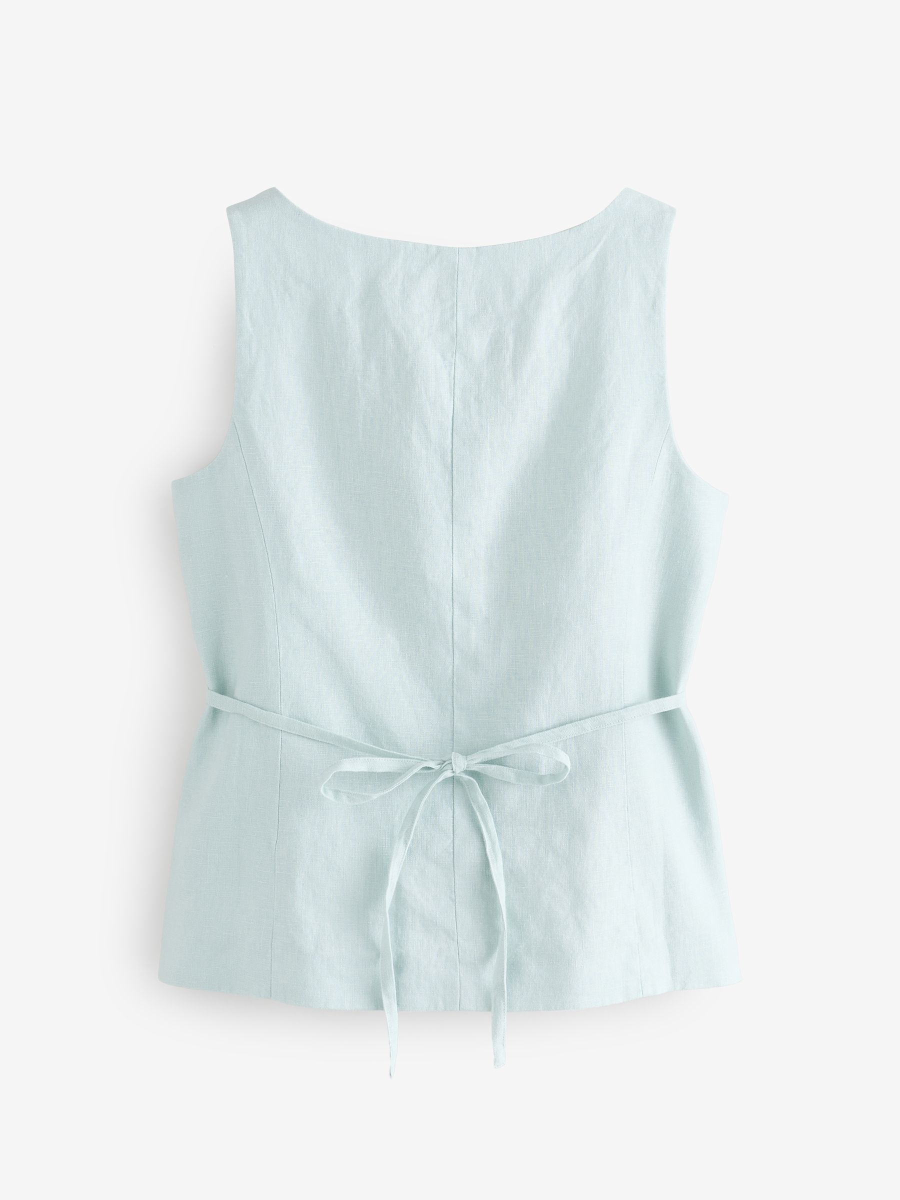 Banana Republic Green 100% Linen Square-Neck Longline Waistcoat - Image 3 of 4