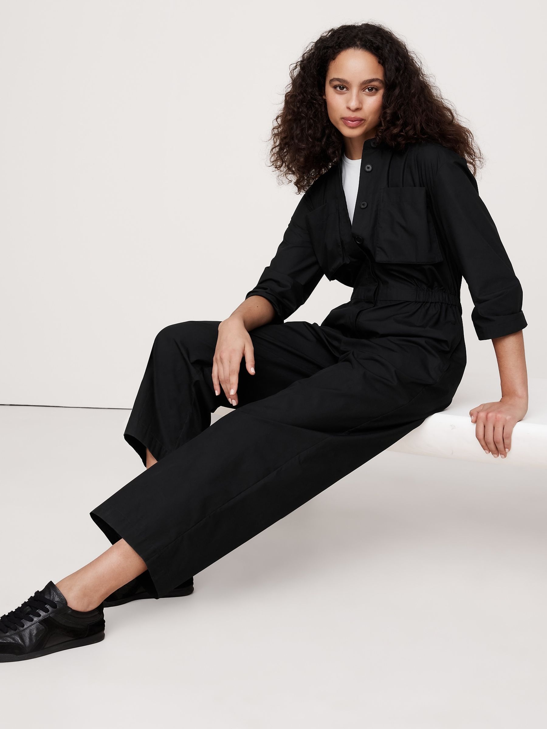 Banana Republic Black Poplin Jumpsuit - Image 1 of 4