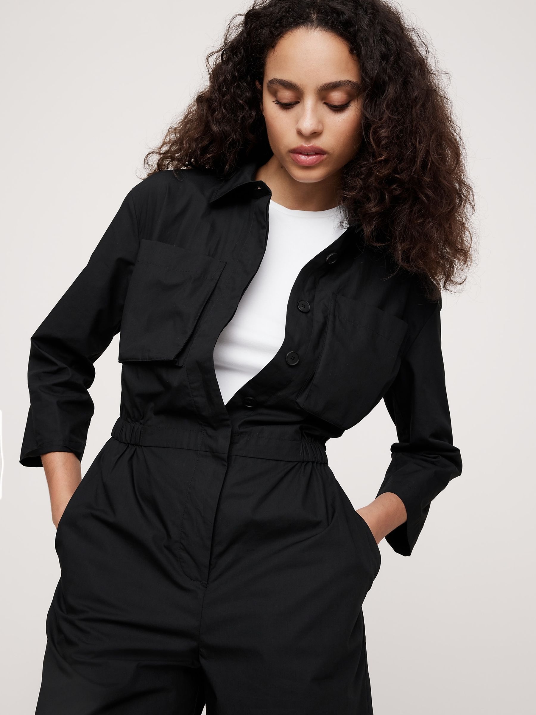Banana Republic Black Poplin Jumpsuit - Image 3 of 4