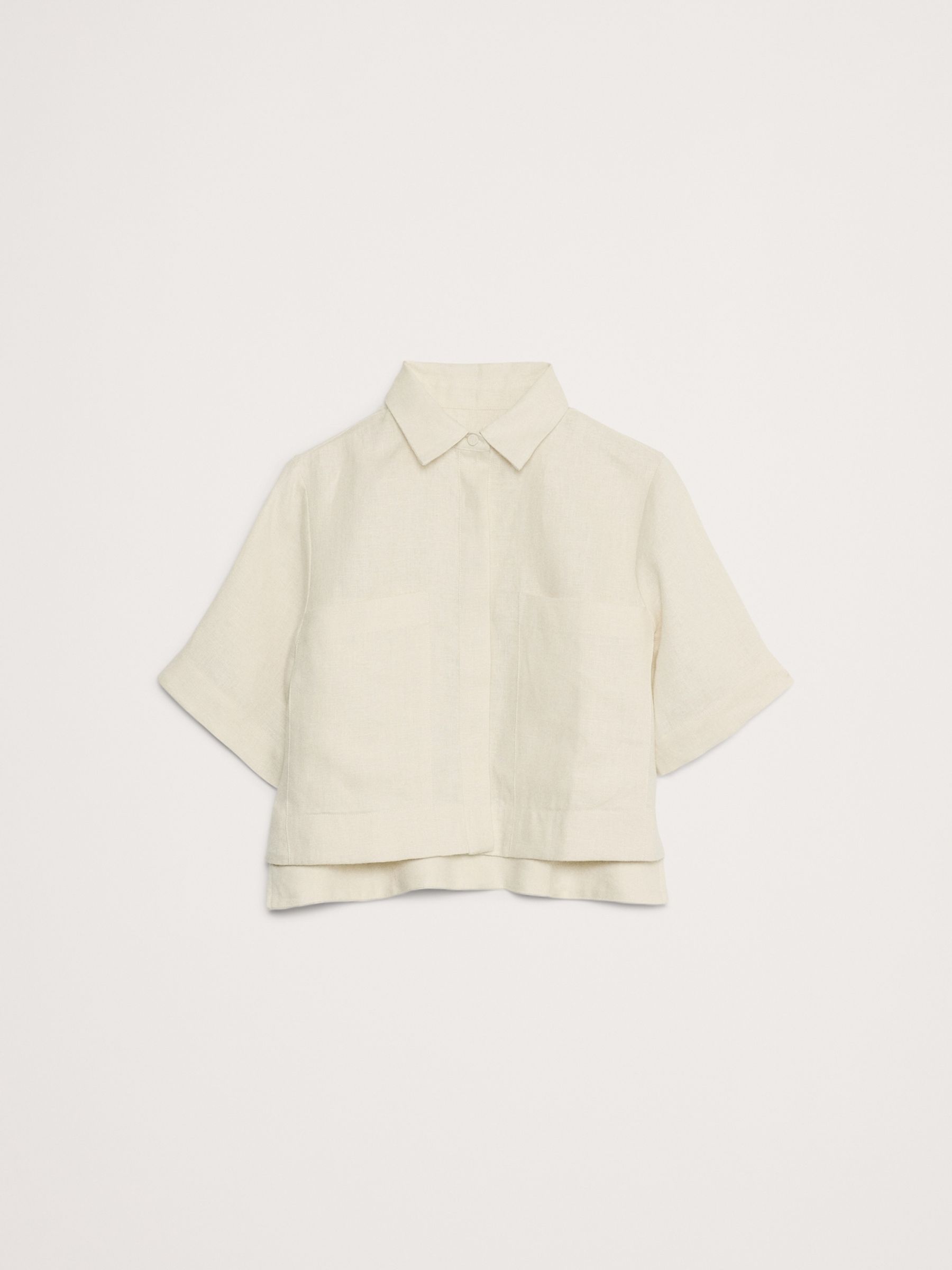 Banana Republic Beige Boxy Linen Cropped Shirt - Image 5 of 5