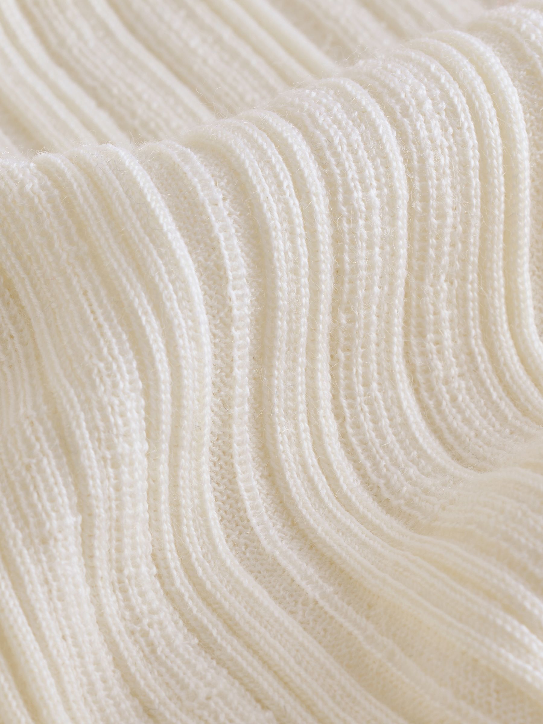 Banana Republic White Ribbed Merino Mock-Neck Elbow-Sleeve Jumper - Image 4 of 4