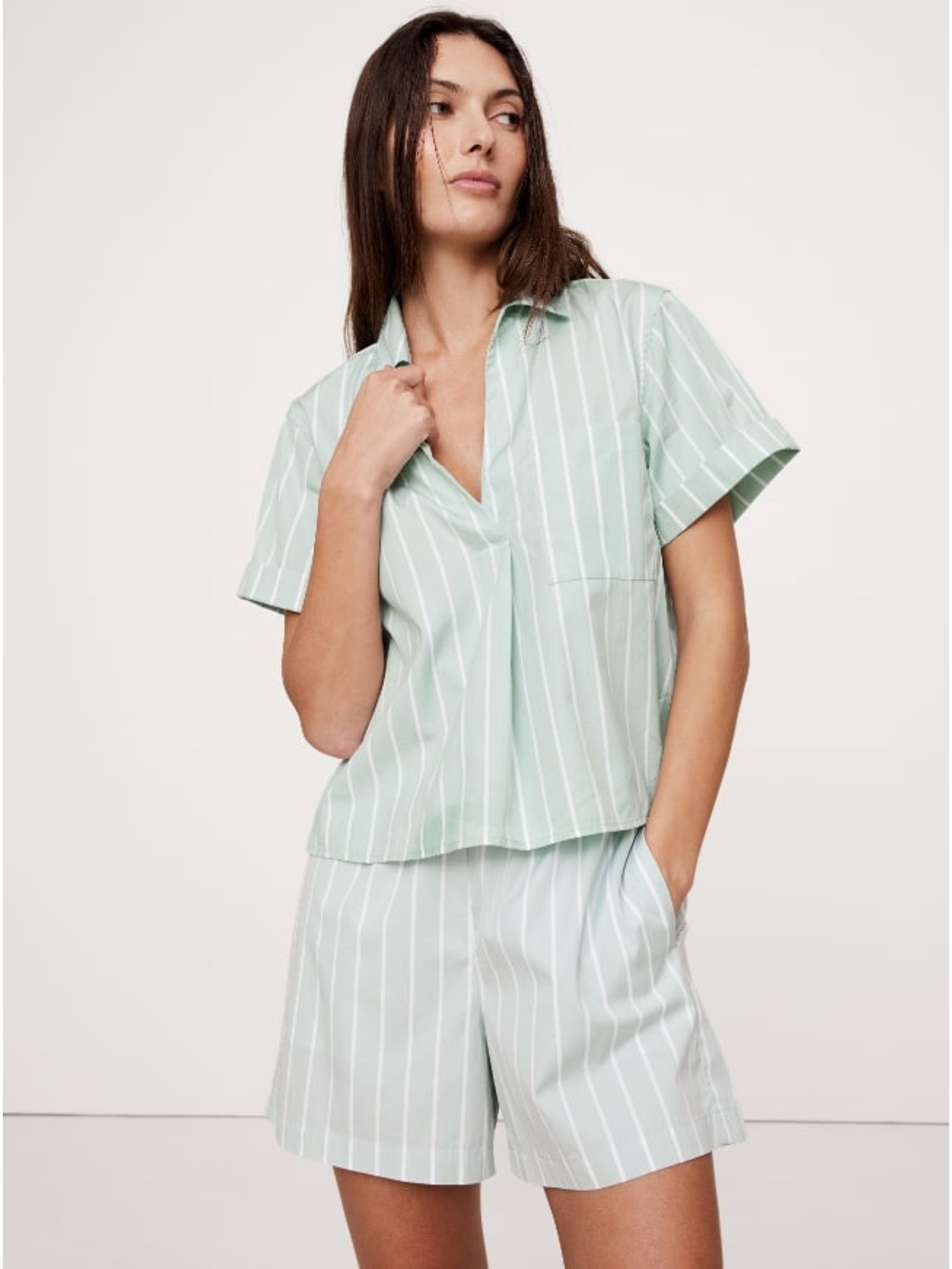 Banana Republic Green The Oversized Popover Top - Image 1 of 2