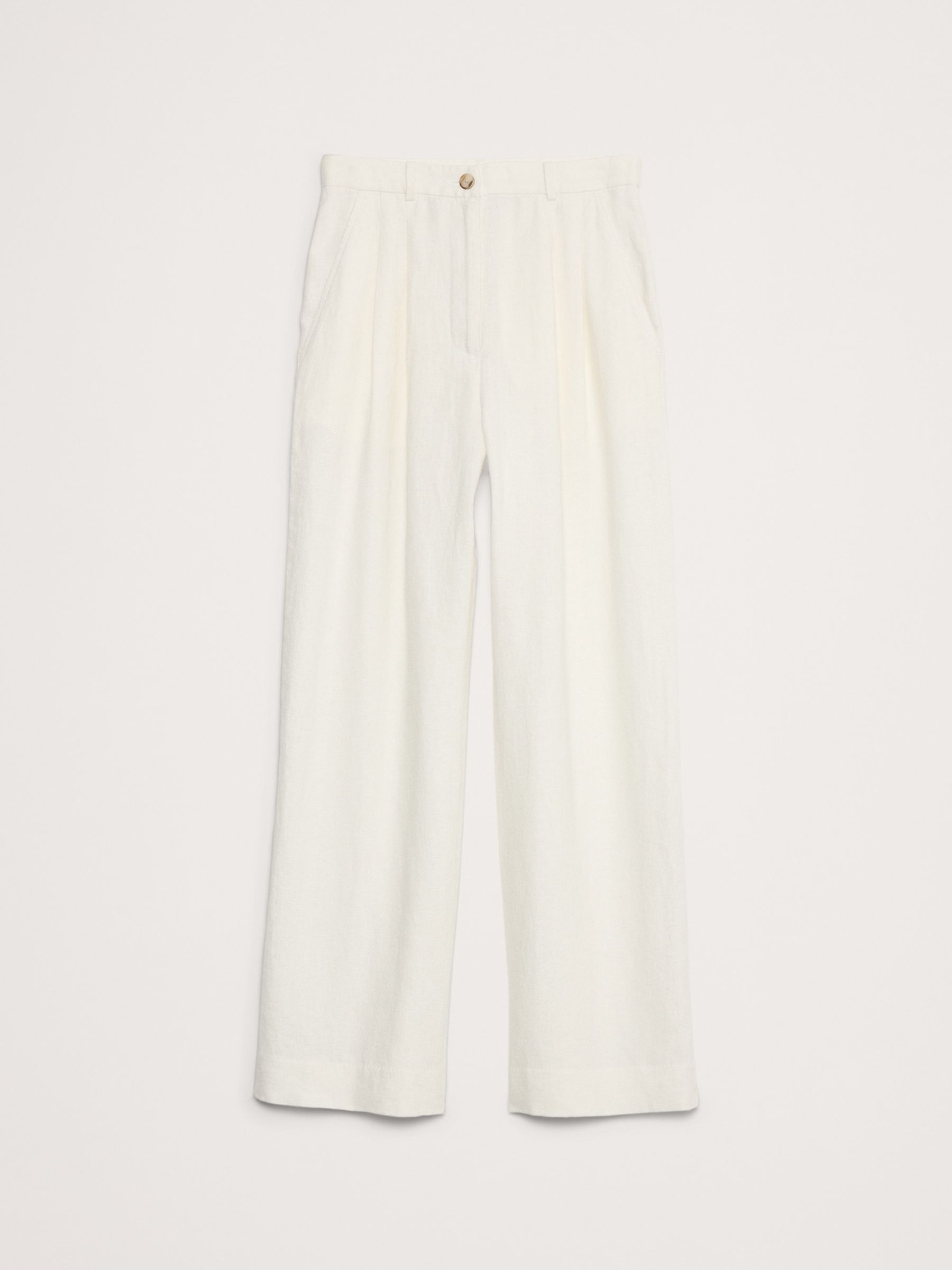 Banana Republic White Soho High-Waisted Wide-Leg Linen Trousers - Image 5 of 5