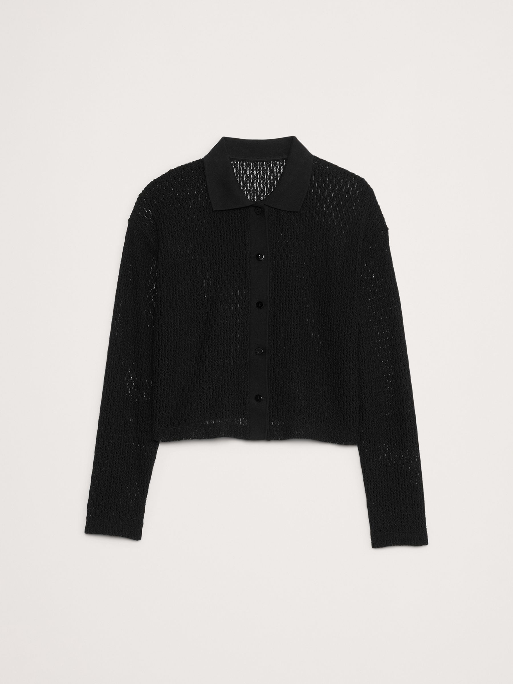 Banana Republic Black Mesh Polo Cardigan - Image 4 of 4