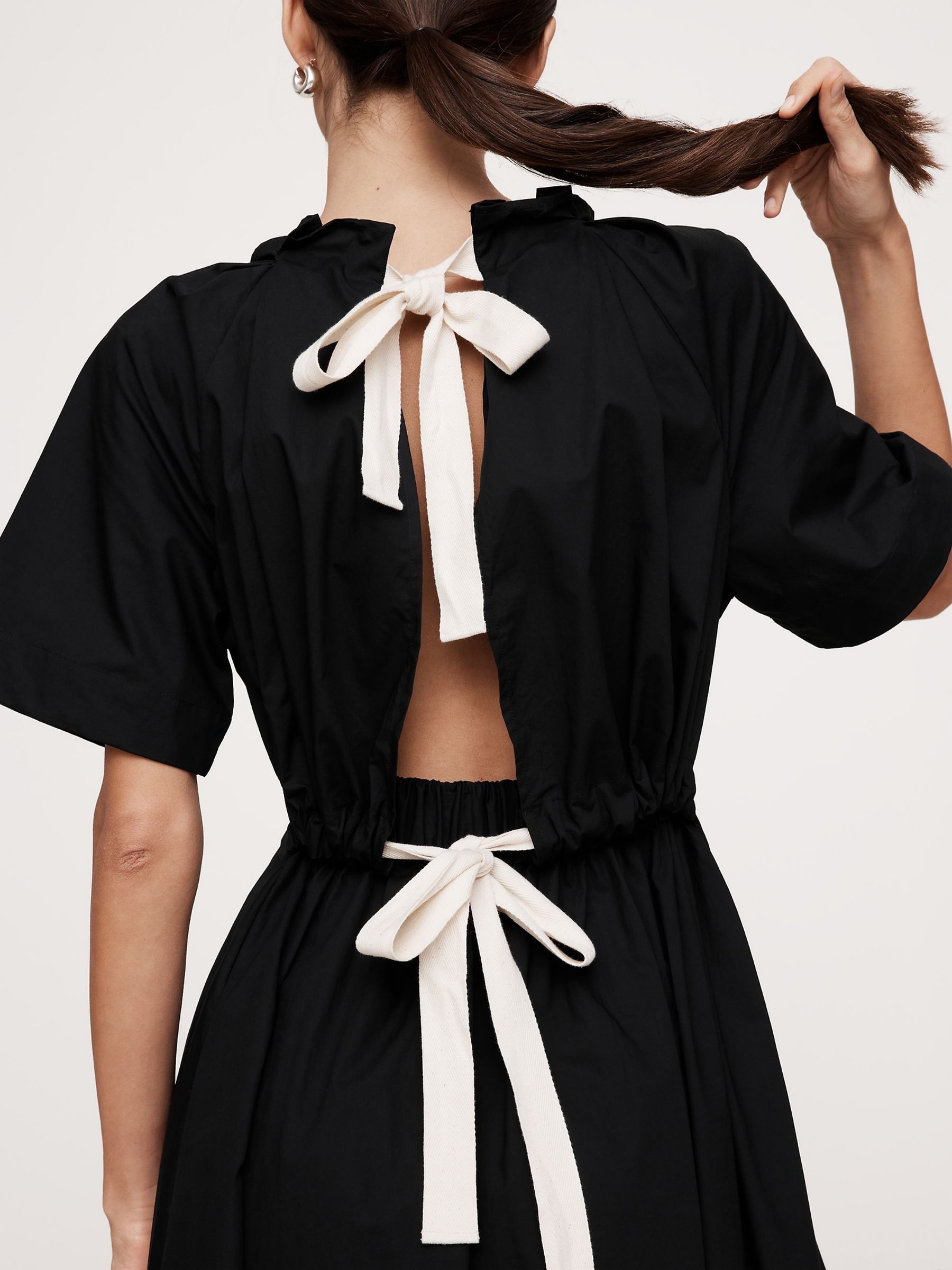 Banana Republic Black Poplin Tie-Back Maxi Dress - Image 2 of 2