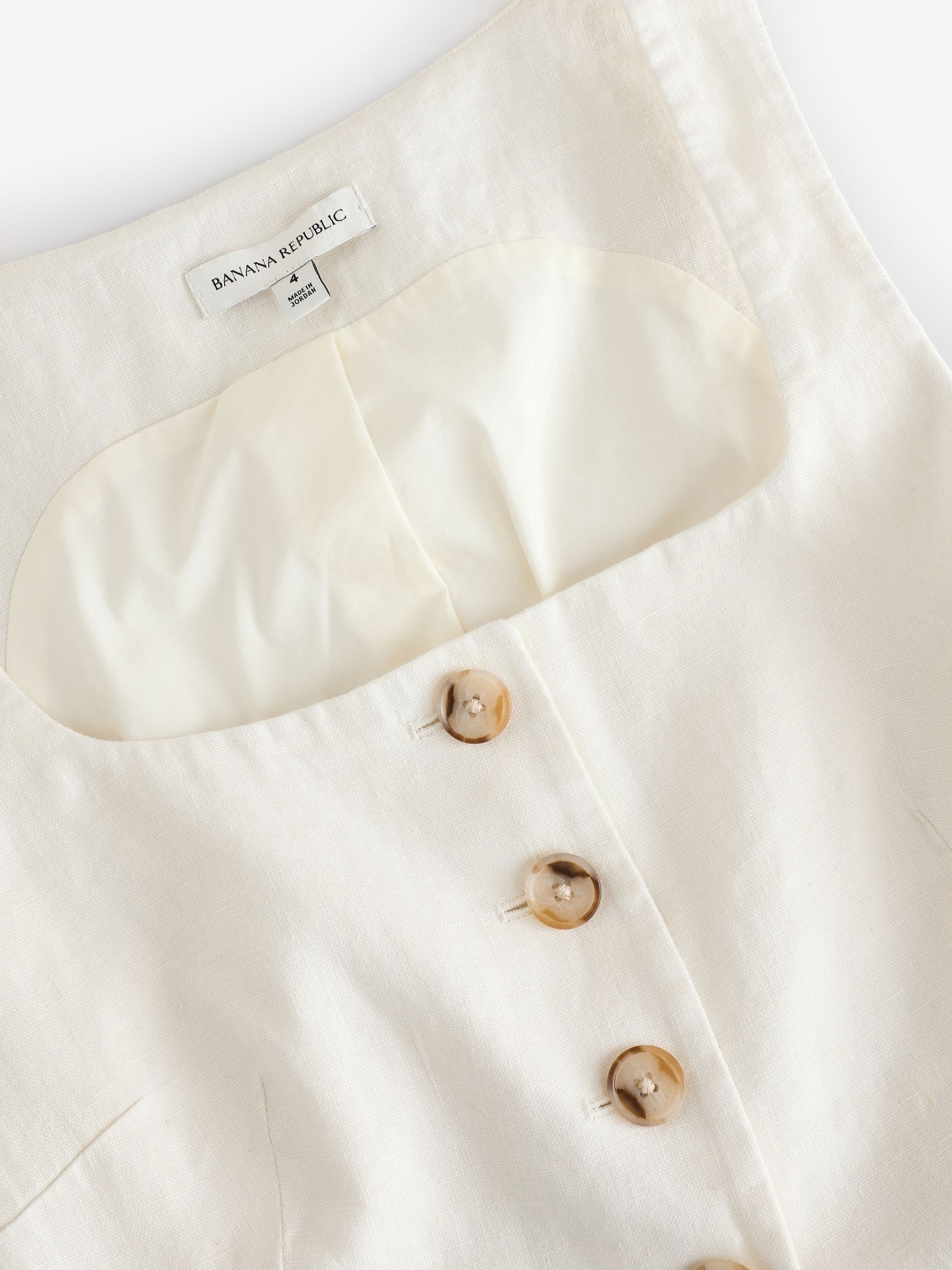 Banana Republic Cream 100% Linen Square-Neck Longline Waistcoat - Image 6 of 7