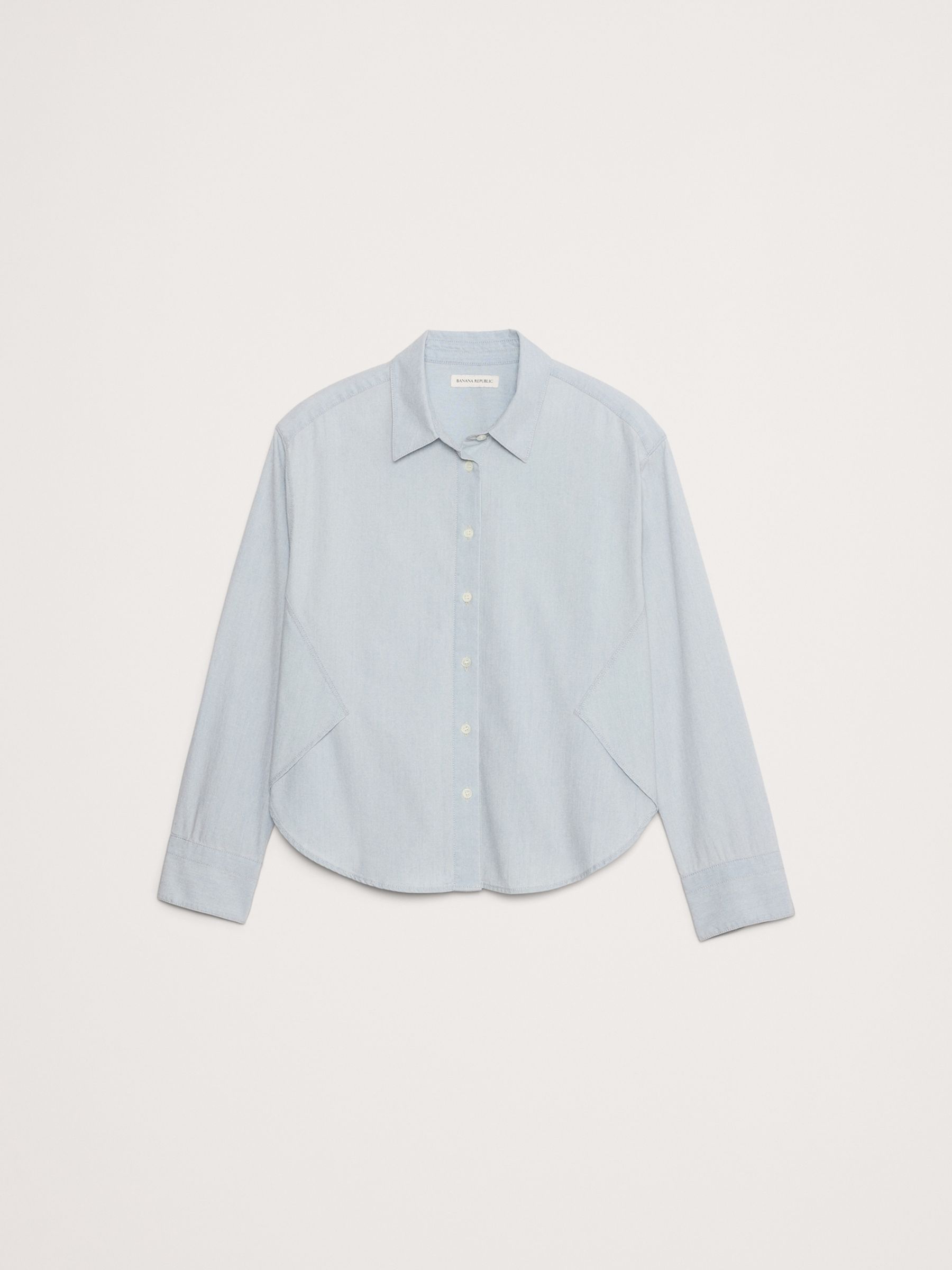 Banana Republic Blue Oversized Chambray Side-Split Shirt - Image 4 of 4