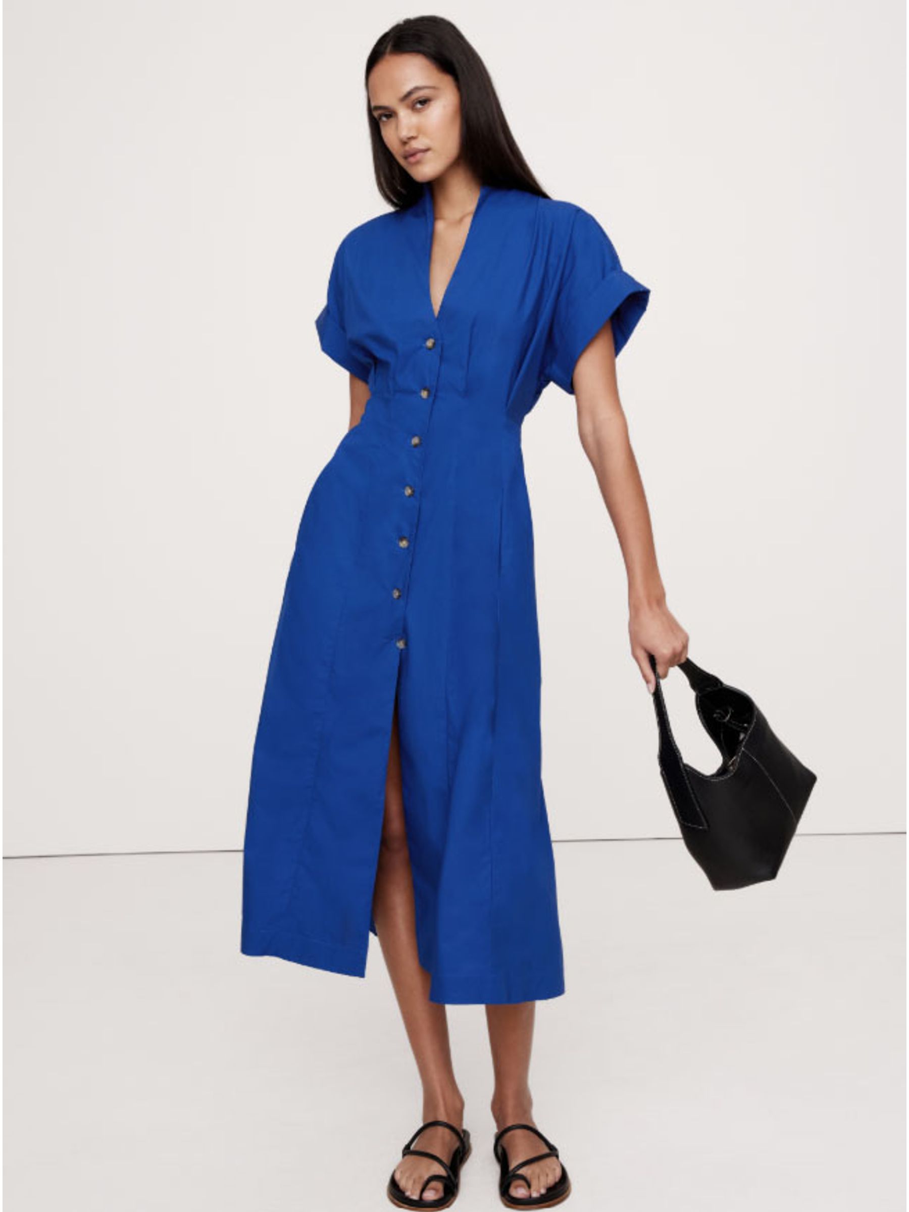 Banana Republic Blue Poplin Shirt Dress - Image 1 of 4
