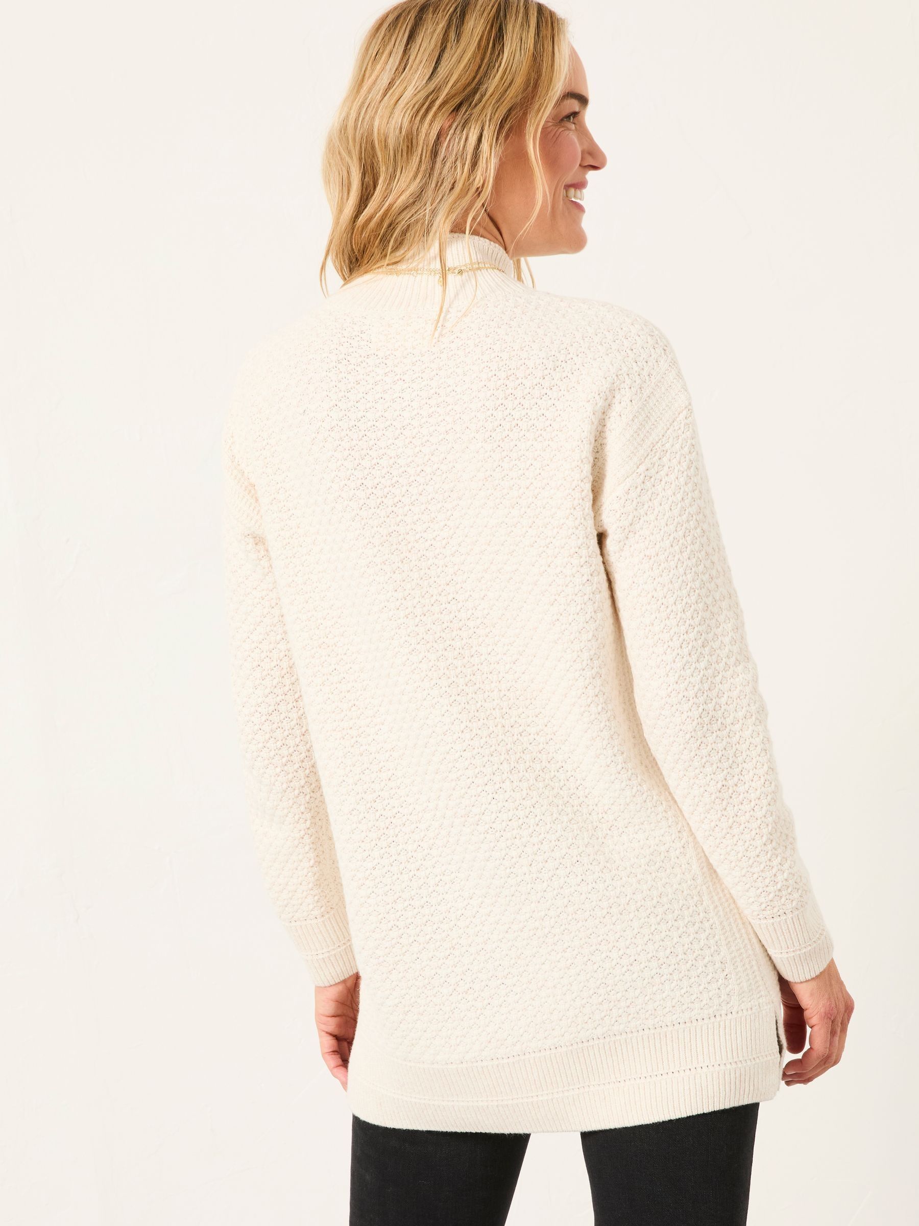 Blair Chalk White Funnel Neck Long Line Knitted Jumper - Image 2 of 6