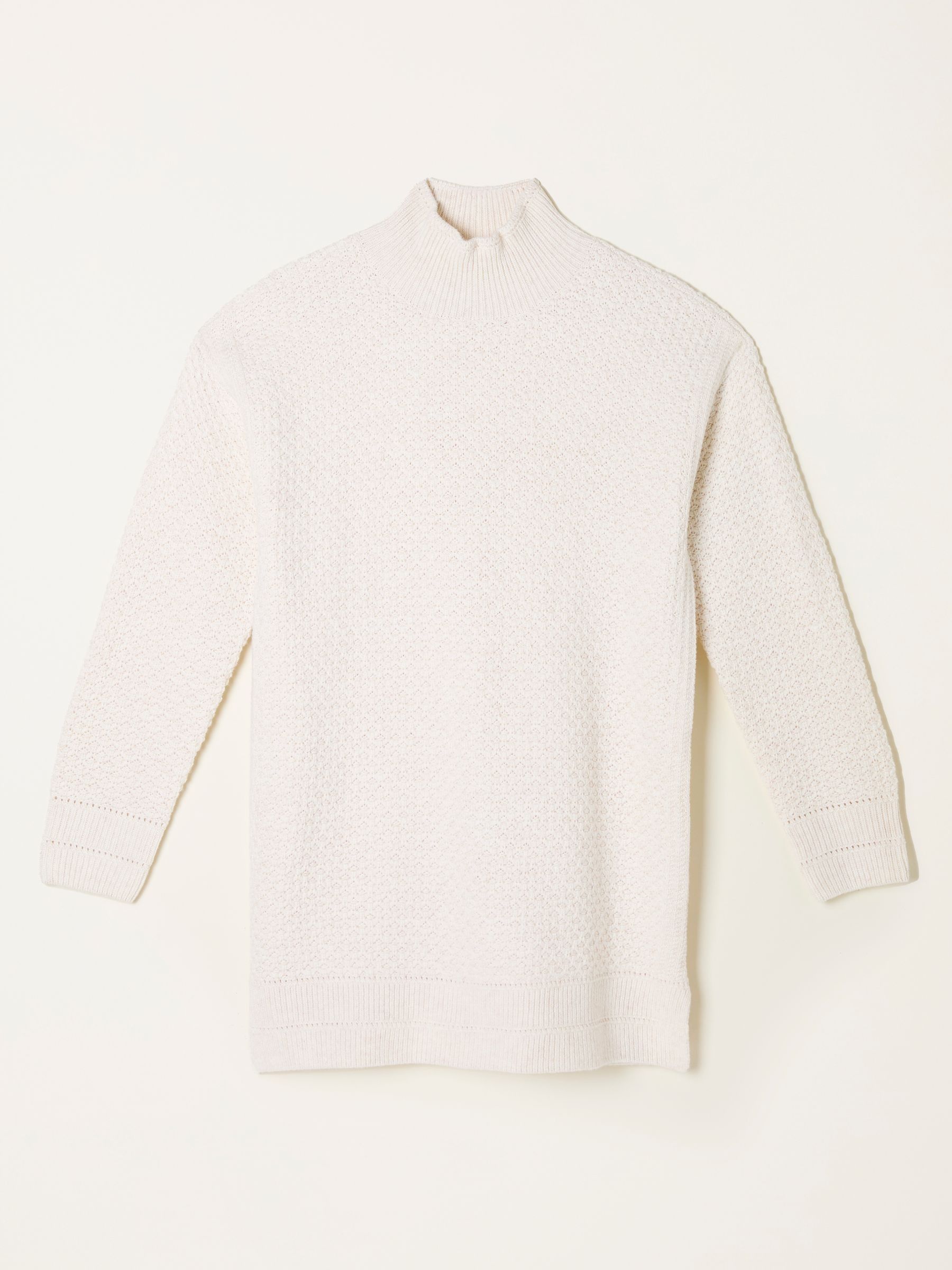Blair Chalk White Funnel Neck Long Line Knitted Jumper - Image 6 of 6