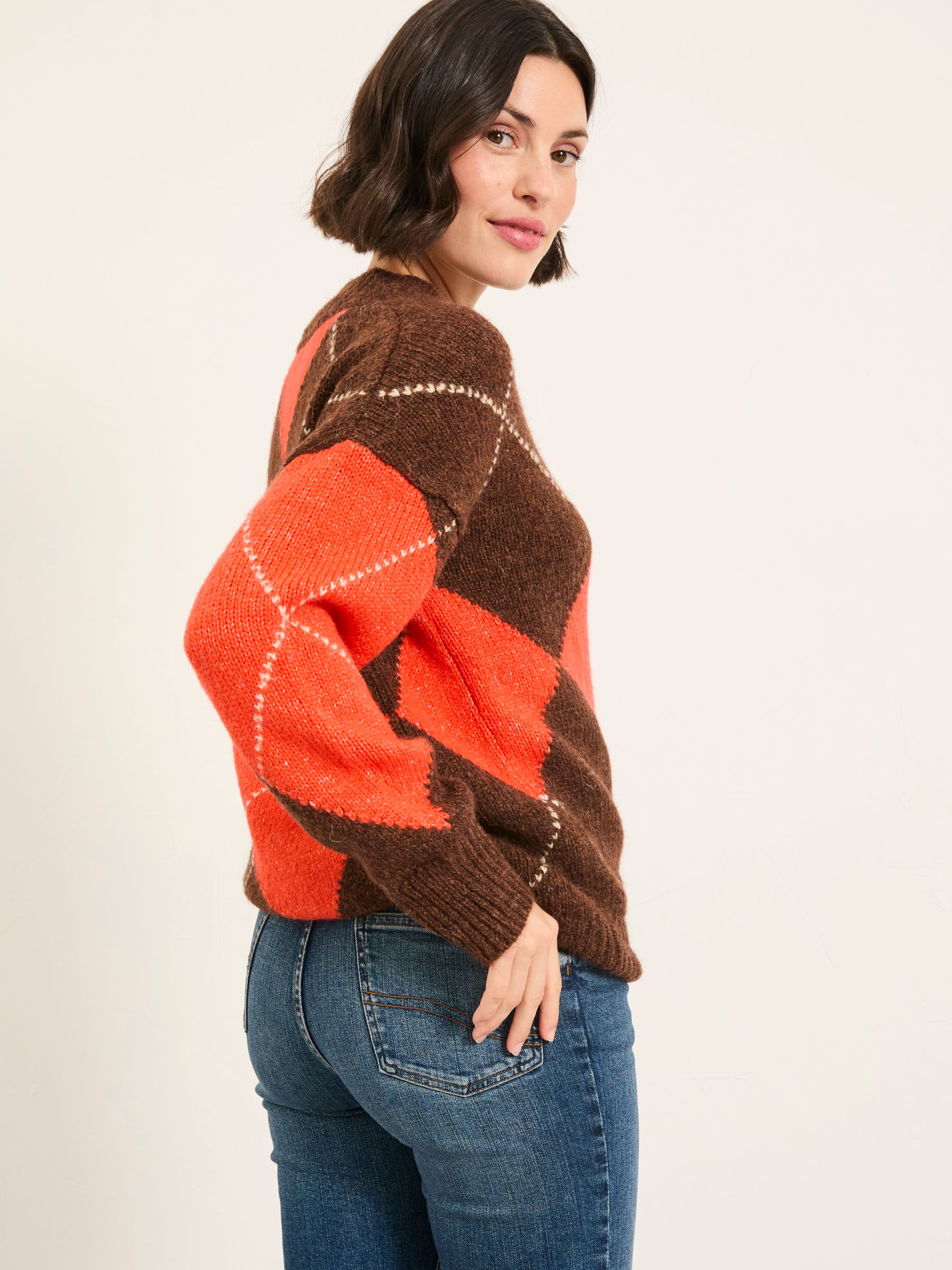 Ali Brown Argyle Knitted Jumper - Image 2 of 5