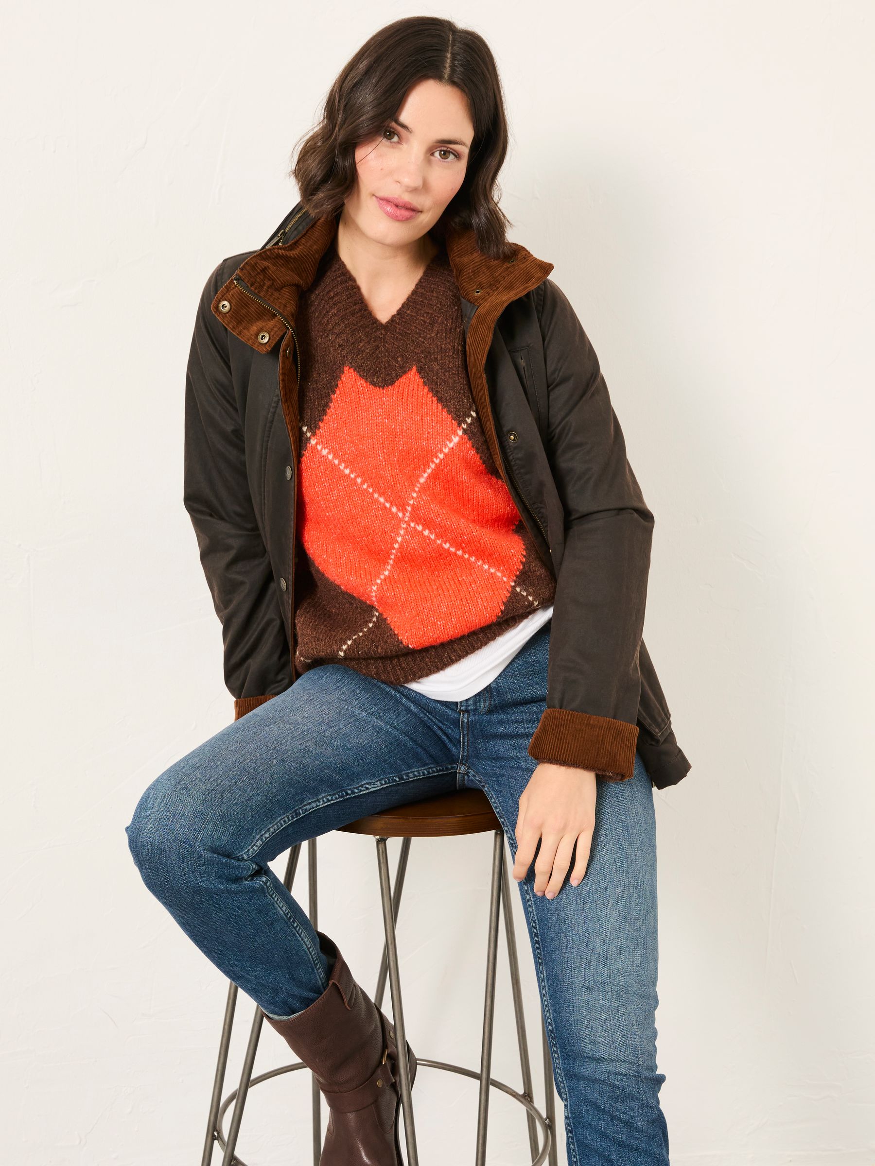 Ali Brown Argyle Knitted Jumper - Image 3 of 5