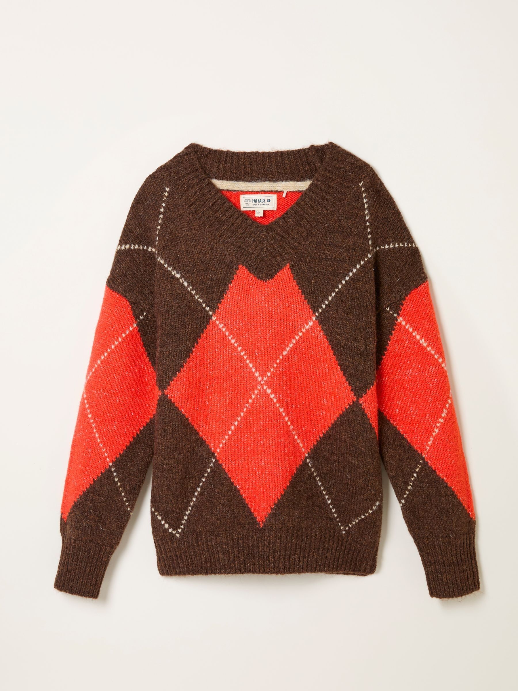 Ali Brown Argyle Knitted Jumper - Image 5 of 5