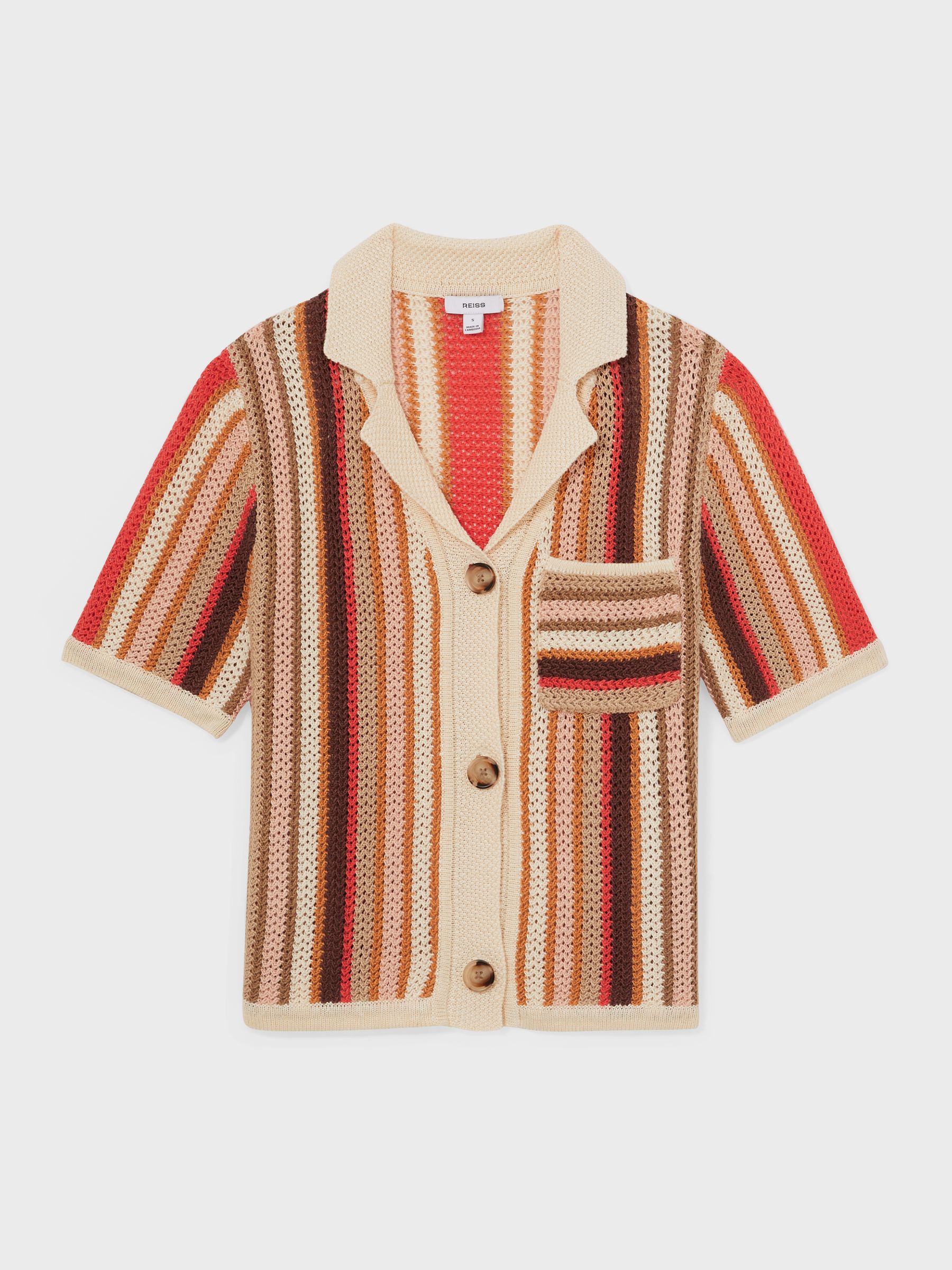Striped Knit Shirt in Coral - Image 2 of 5