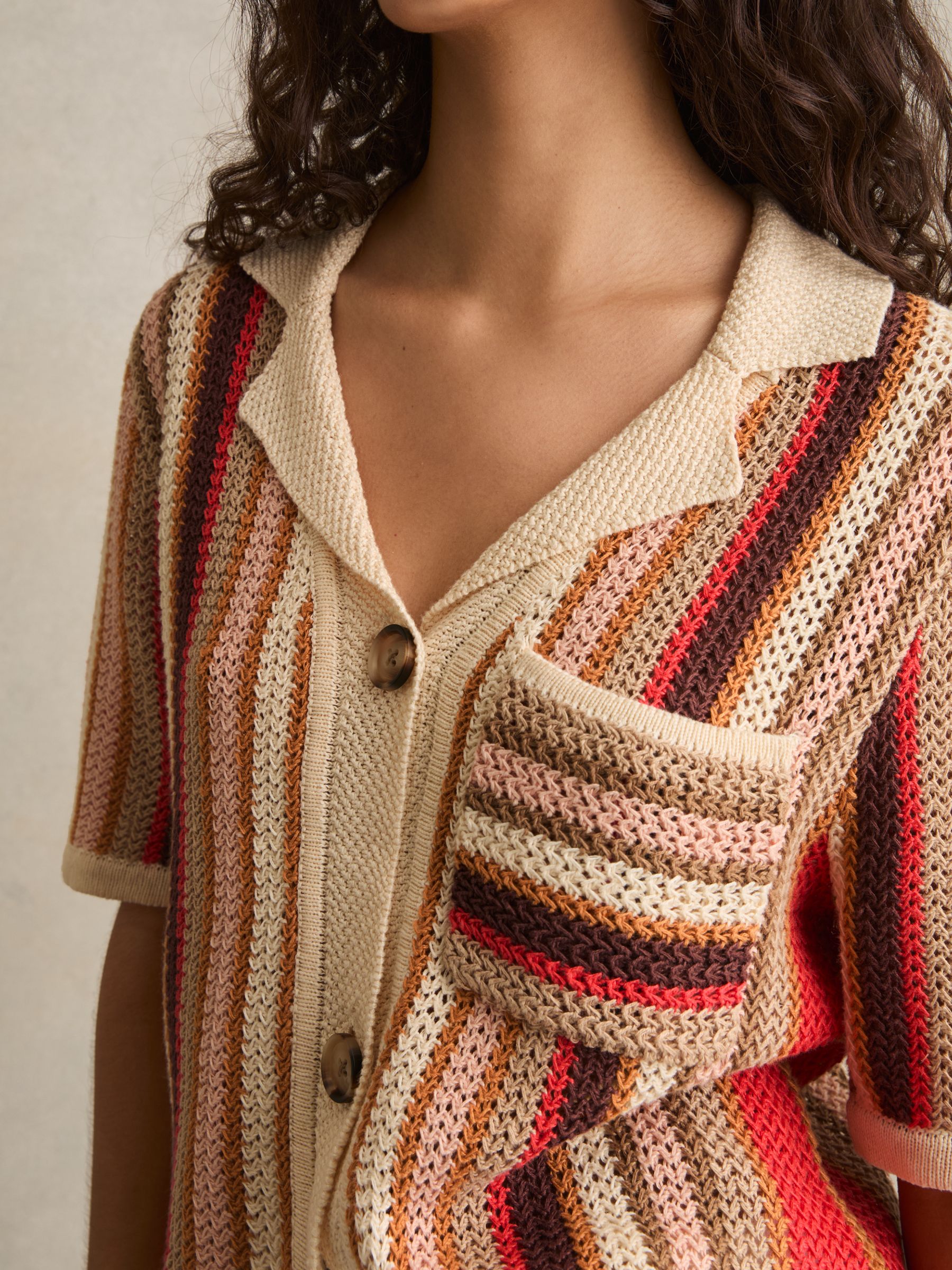 Striped Knit Shirt in Coral - Image 3 of 5