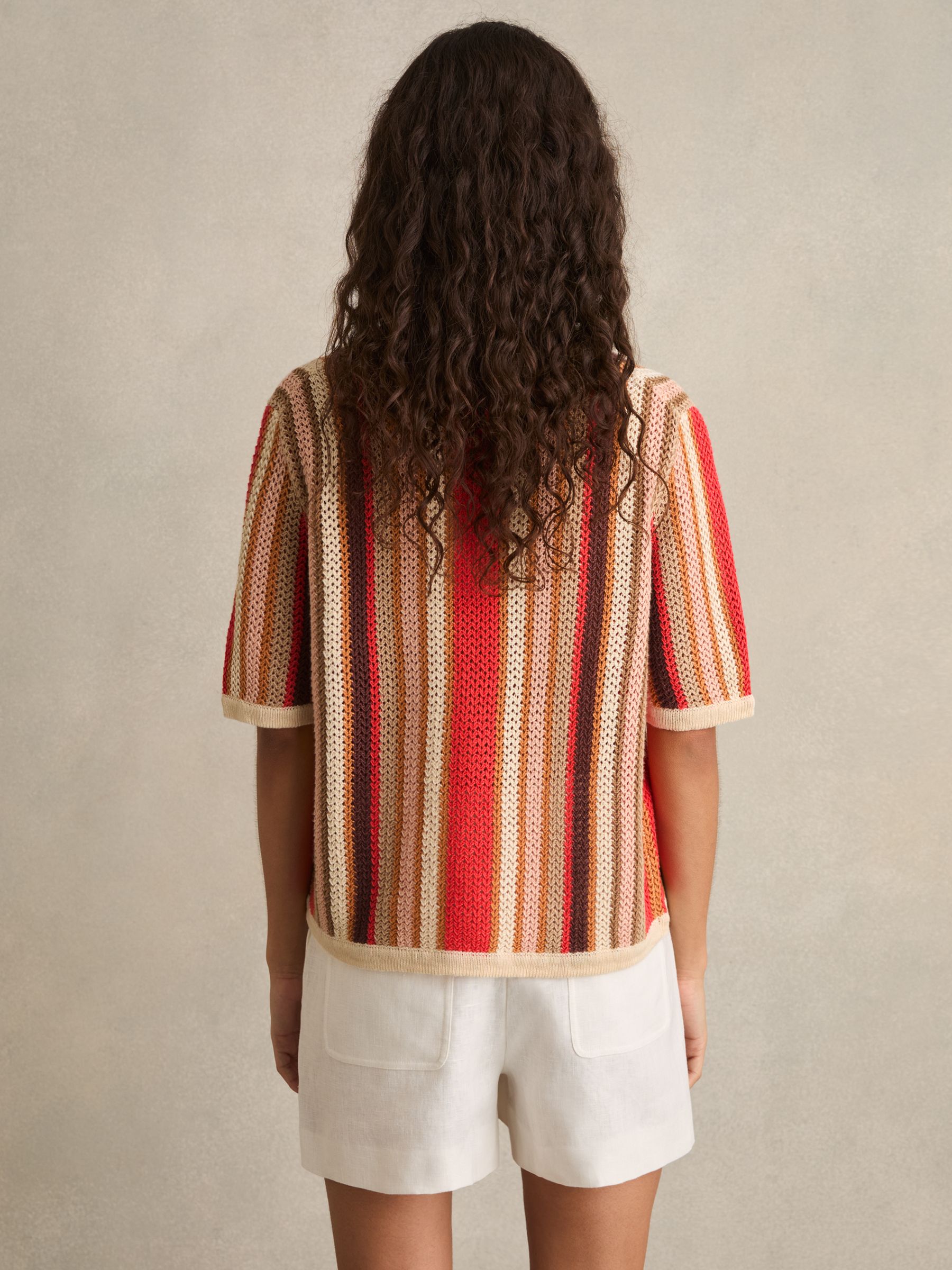 Striped Knit Shirt in Coral - Image 4 of 5