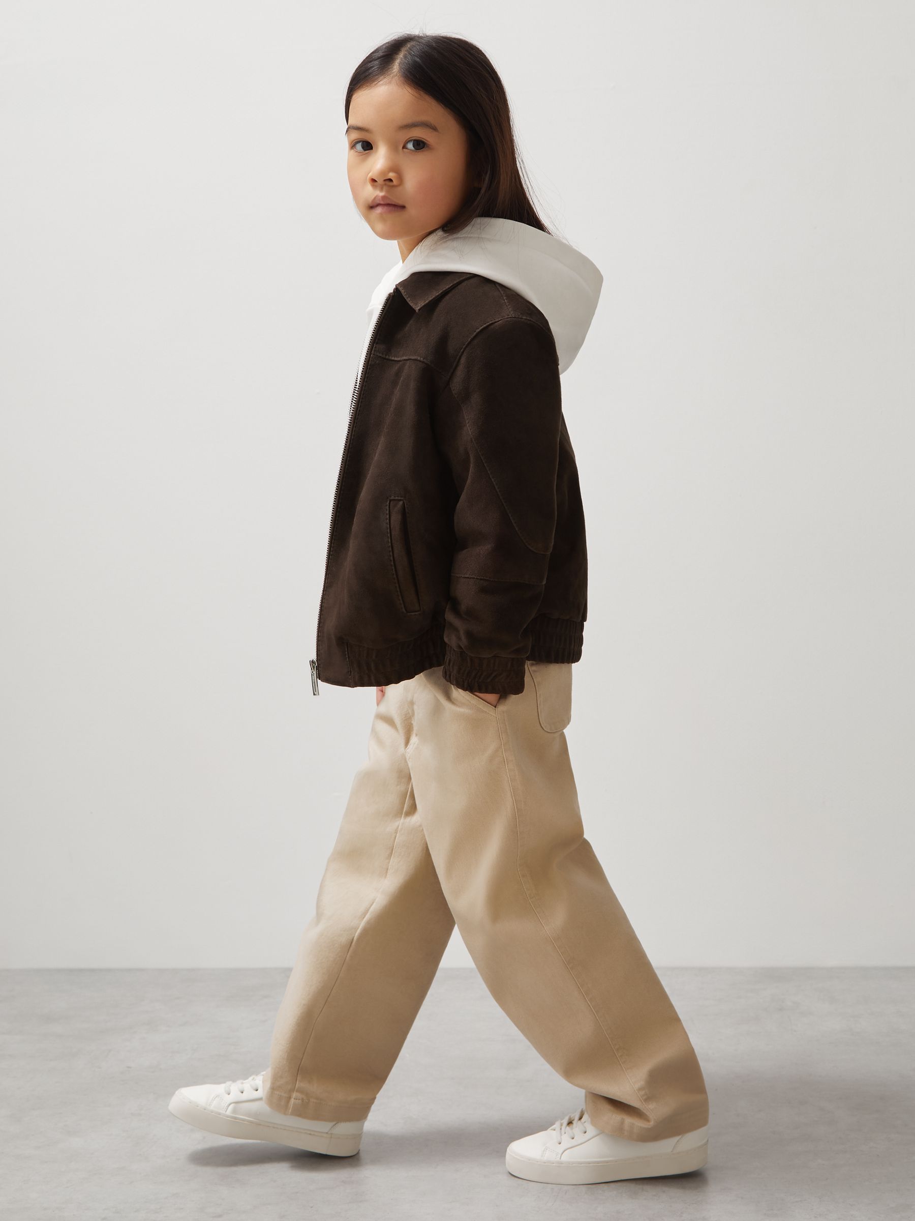 9-13 yrs Unisex Fit McLaren F1 Team Suede Bomber Jacket in Distressed Brown - Image 1 of 7