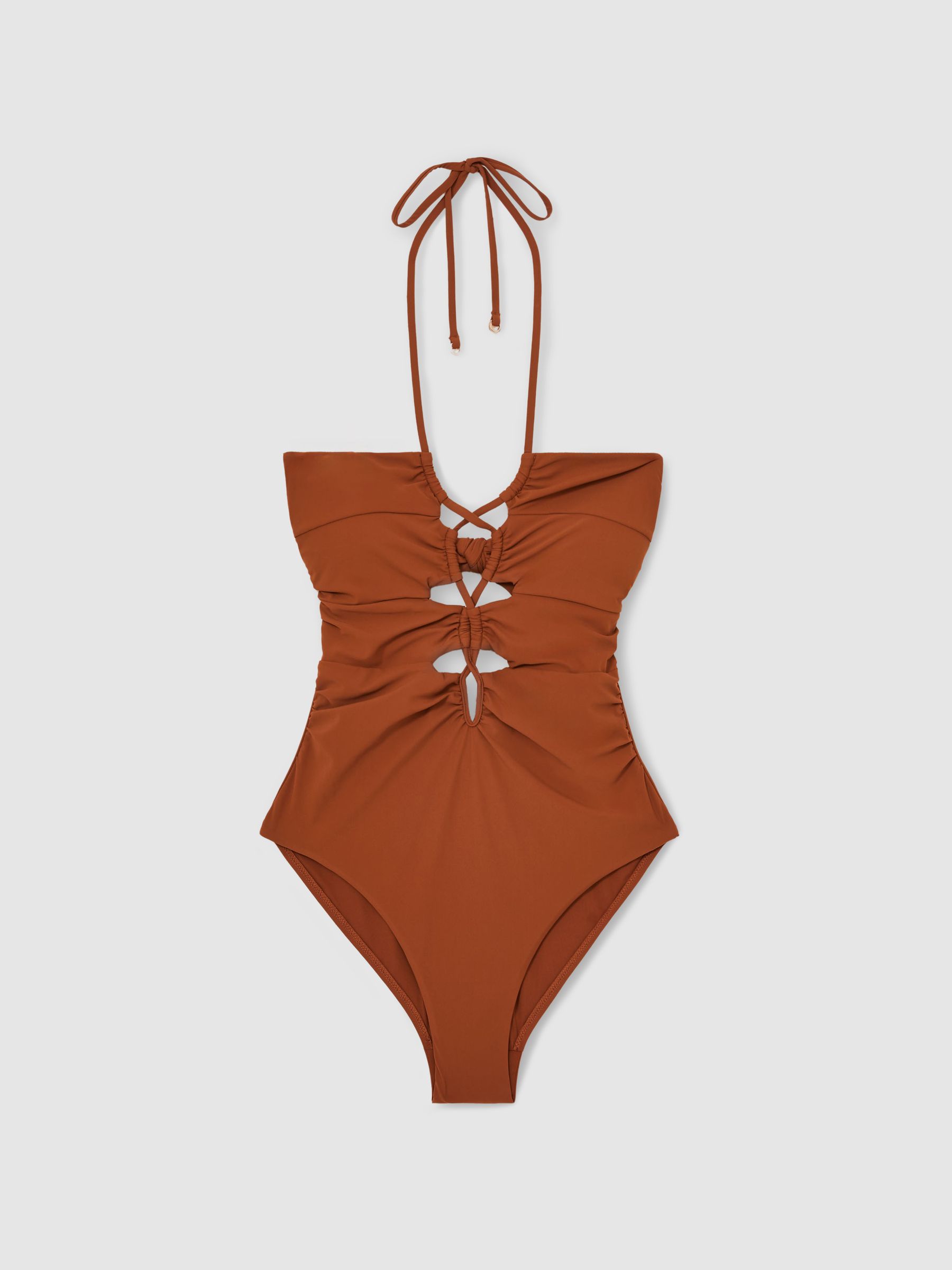 Ruched Cut-Out Swimsuit in Tan - Image 2 of 6