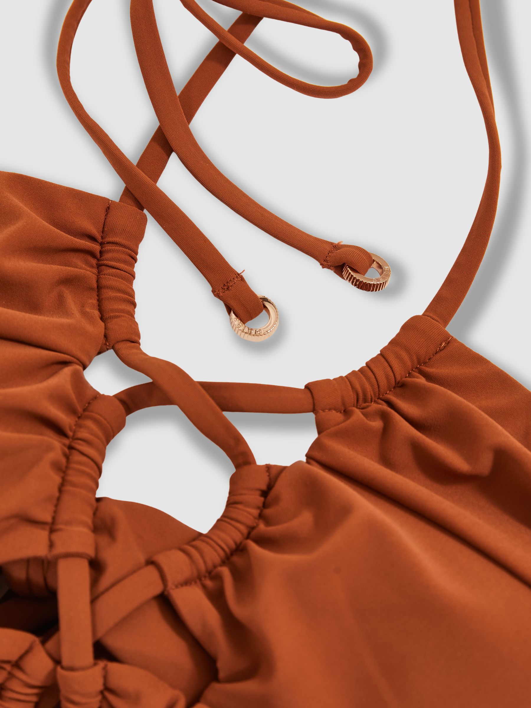 Ruched Cut-Out Swimsuit in Tan - Image 6 of 6