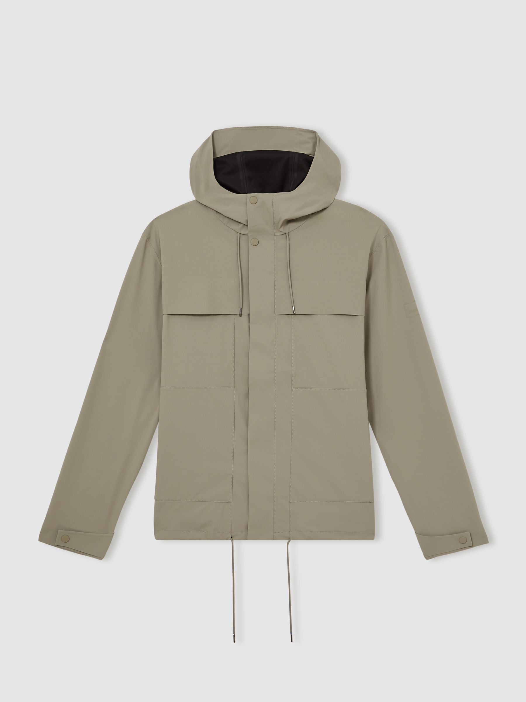 Rains Hardshell Cargo Jacket in Drift Green - Image 2 of 8