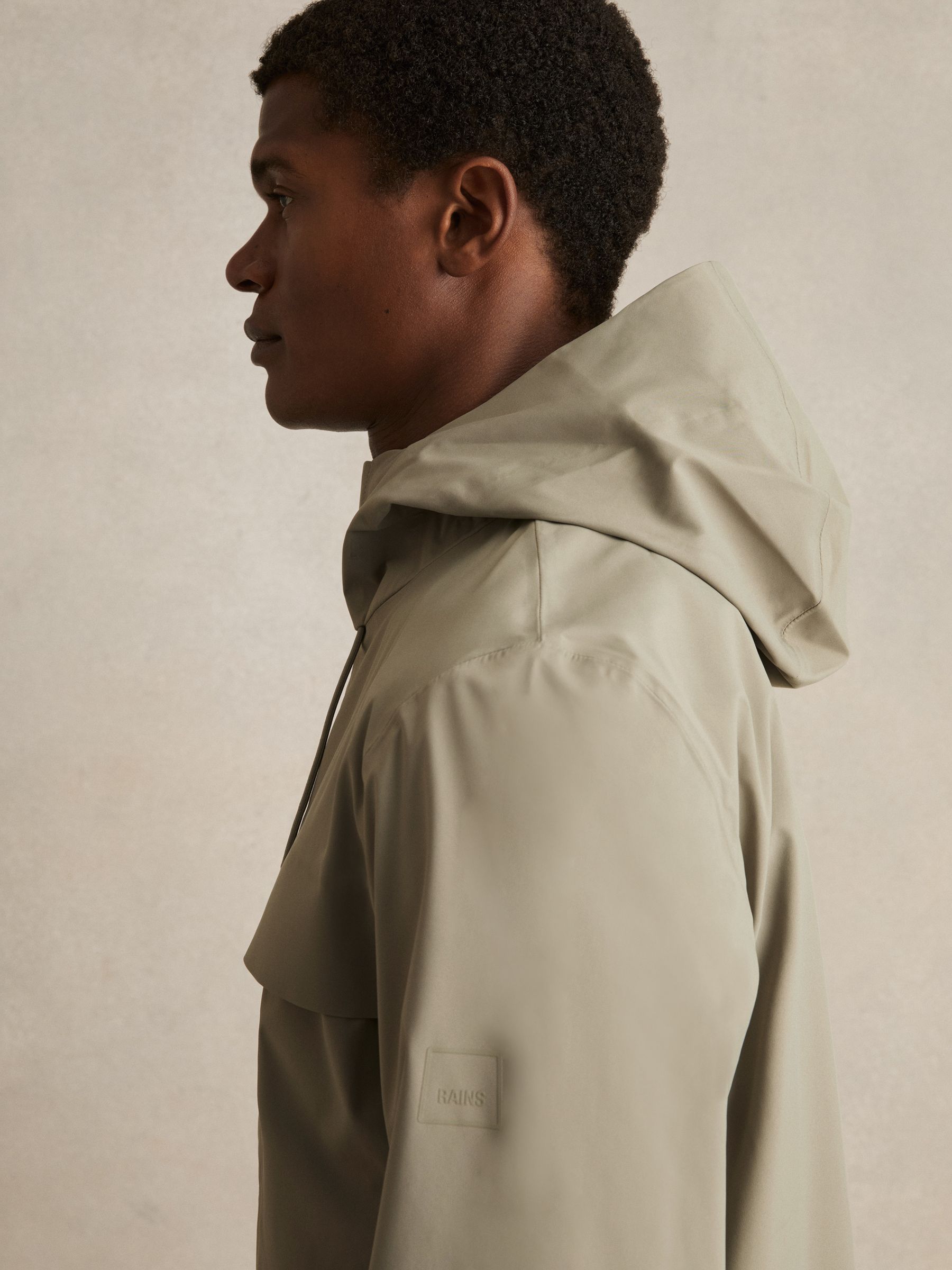 Rains Hardshell Cargo Jacket in Drift Green - Image 7 of 8