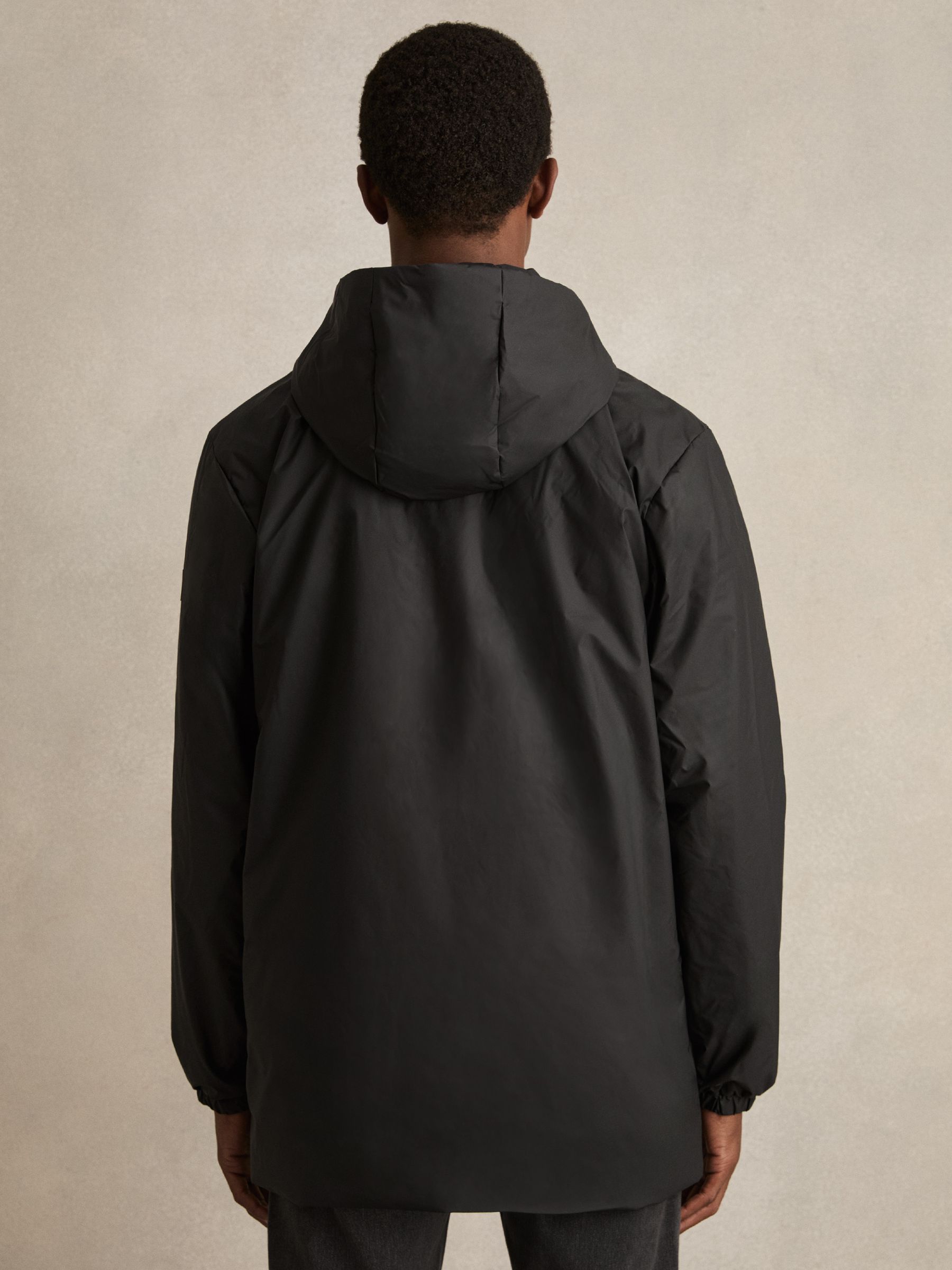 Rains Long Insulated Cargo Jacket in Black - Image 4 of 5