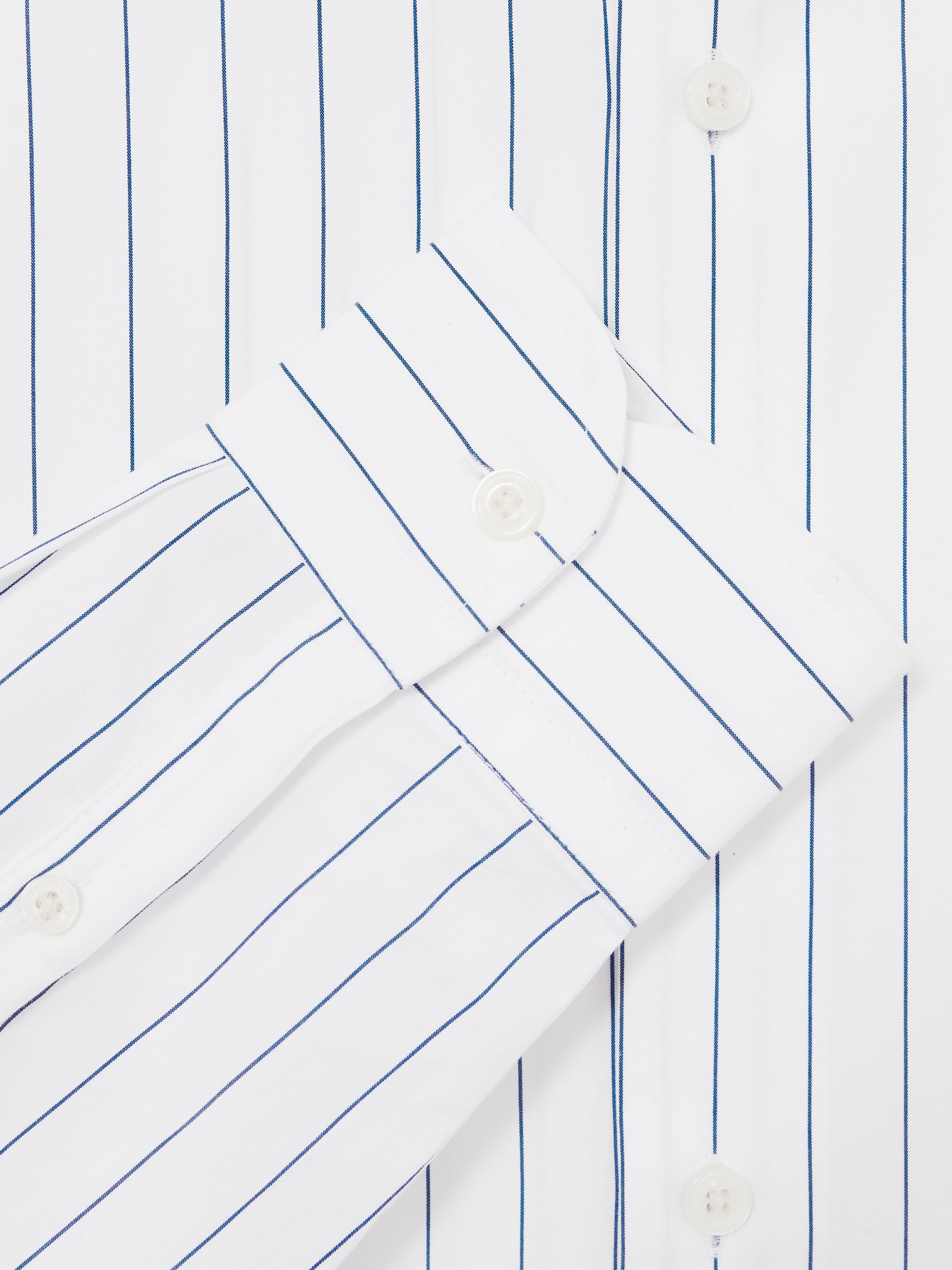 Cotton Cutaway-Collar Stripe Shirt in Blue/White - Image 6 of 6