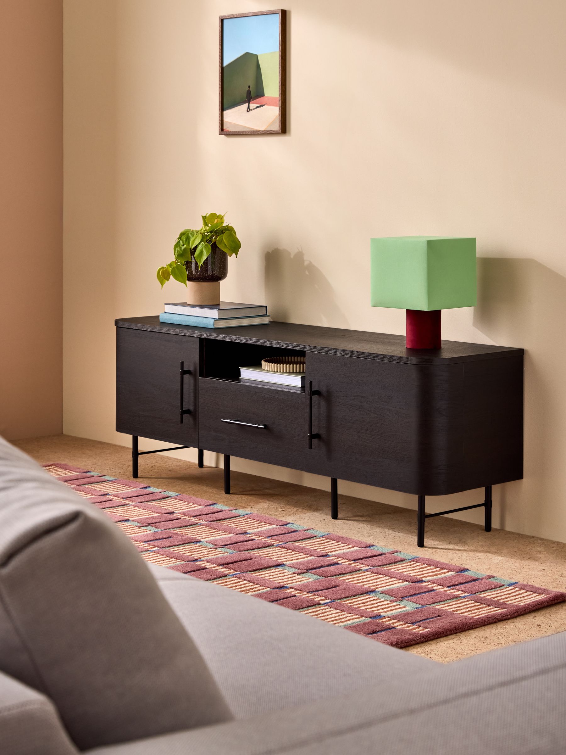 Zeke Wide Up to 58 Inch TV Unit in Dark Oak Effect - Image 1 of 5