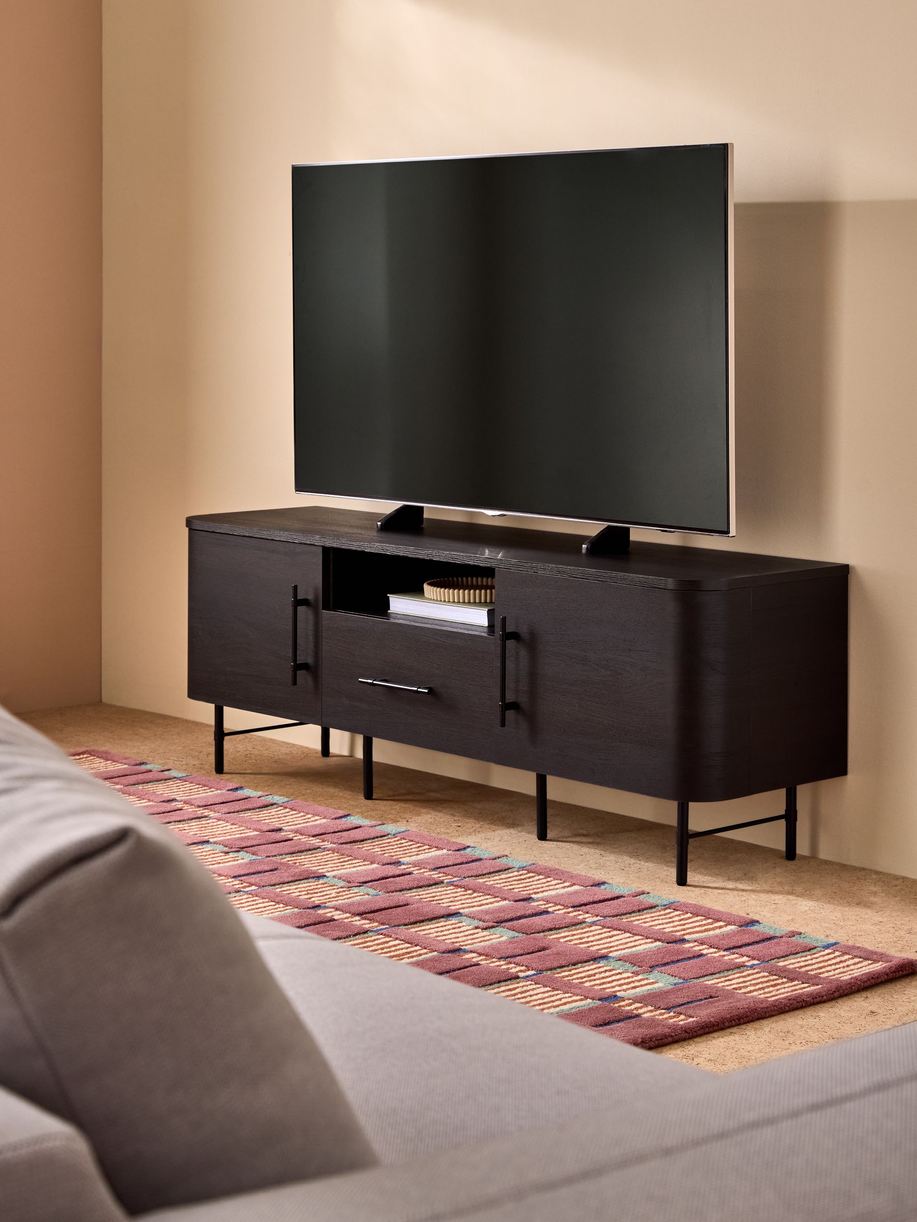 Zeke Wide Up to 58 Inch TV Unit in Dark Oak Effect - Image 2 of 5