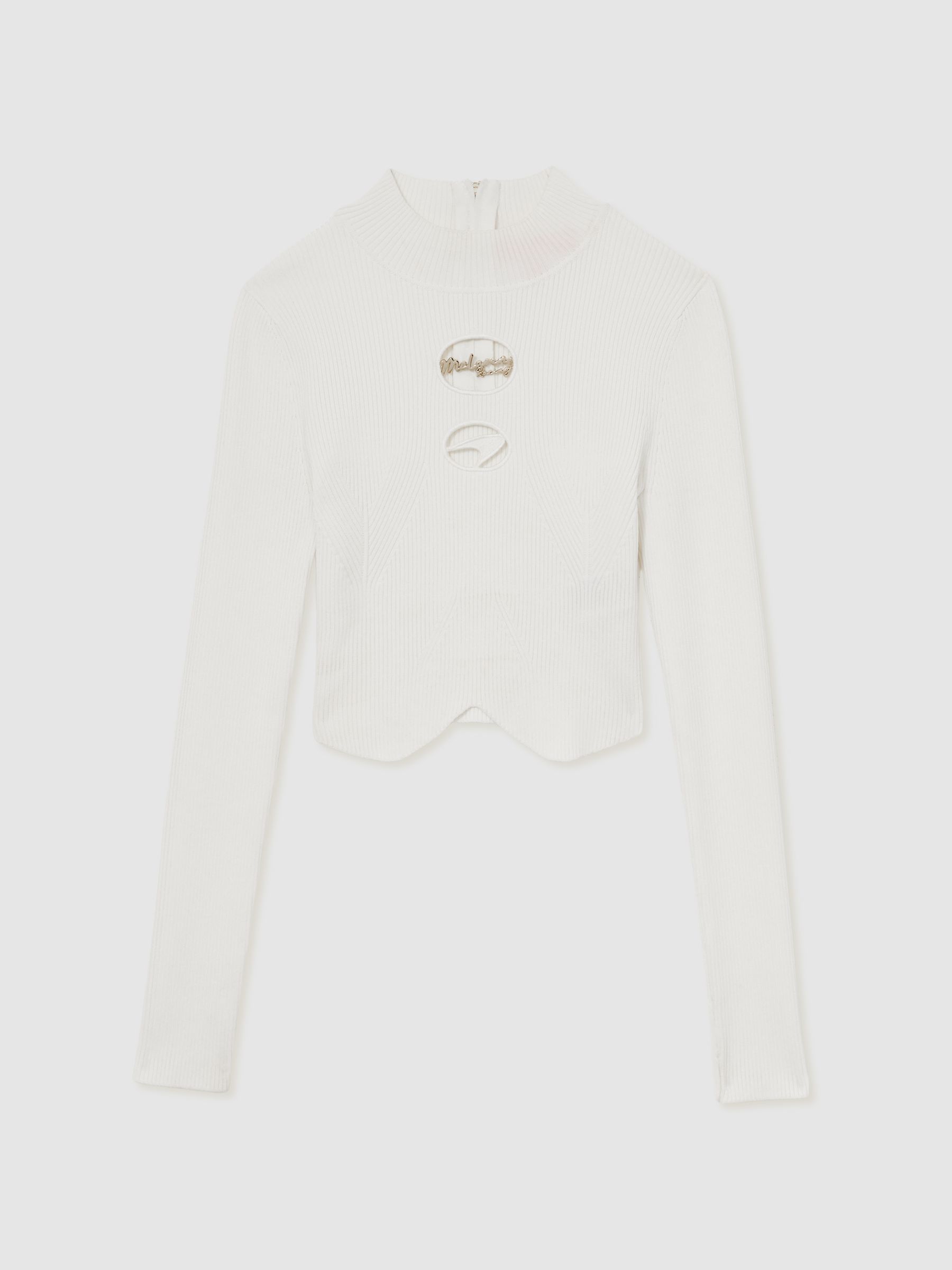 McLaren F1 Team Cut-Out Knit Crop Top in White - Image 2 of 7