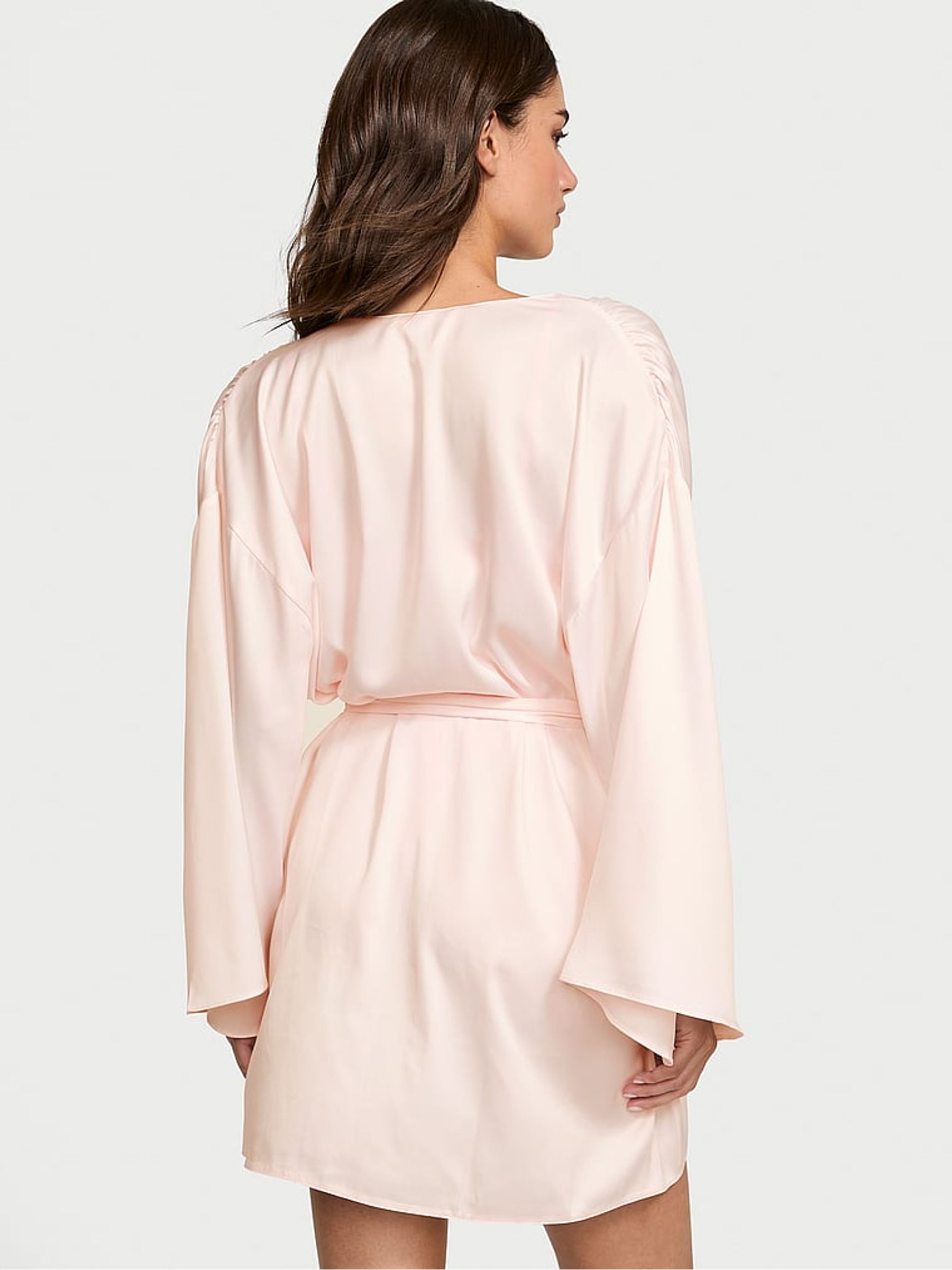 Faint Pink Peony Satin Short Robe - Image 2 of 2
