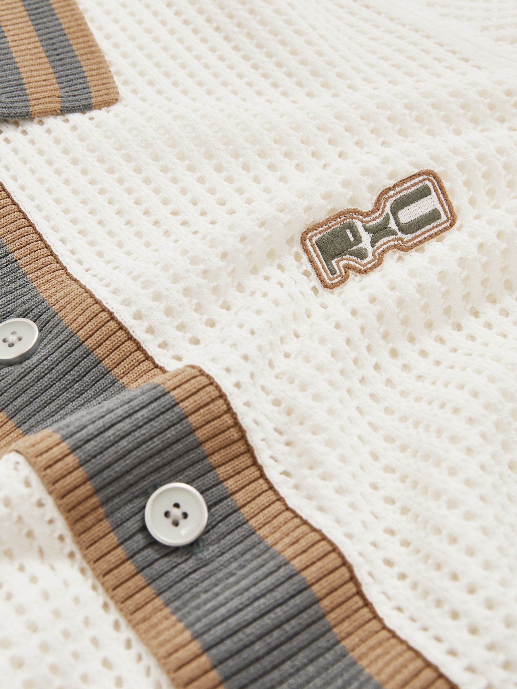 Reiss | Ché Crochet Tipped Shirt in White - Image 7 of 7